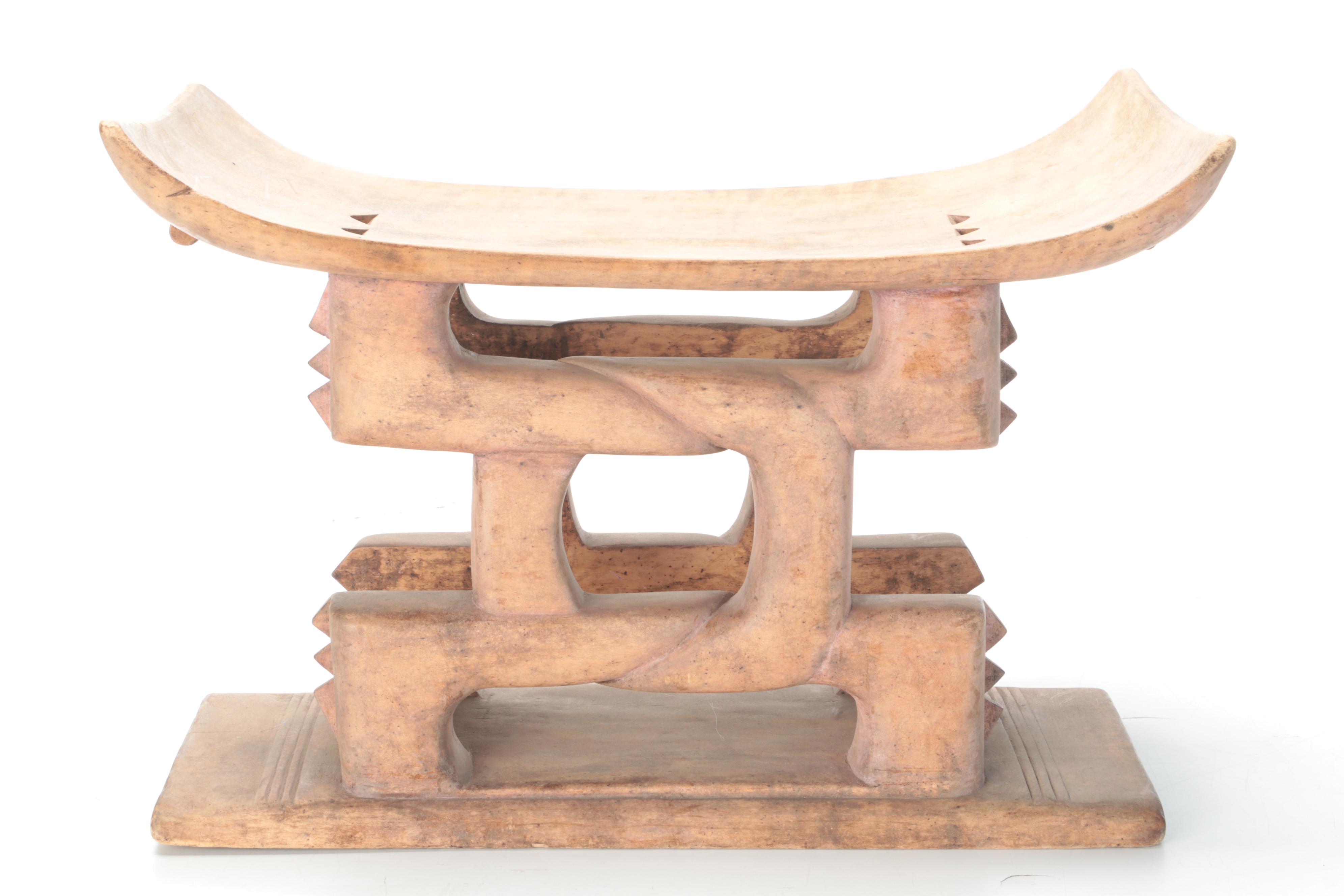 Ashanti Carved Wooden Footstool, 20th Century