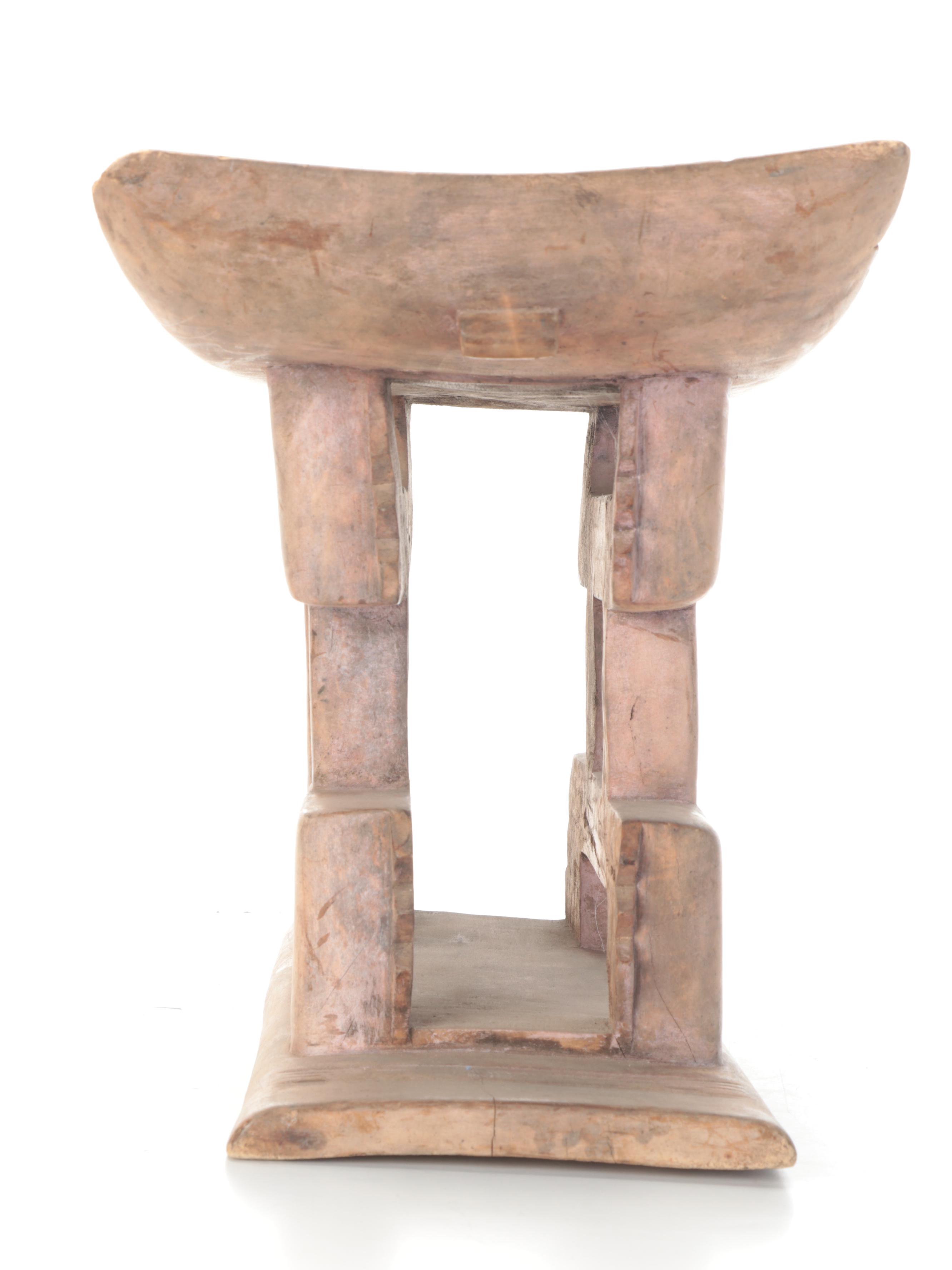 Ashanti Carved Wooden Footstool, 20th Century