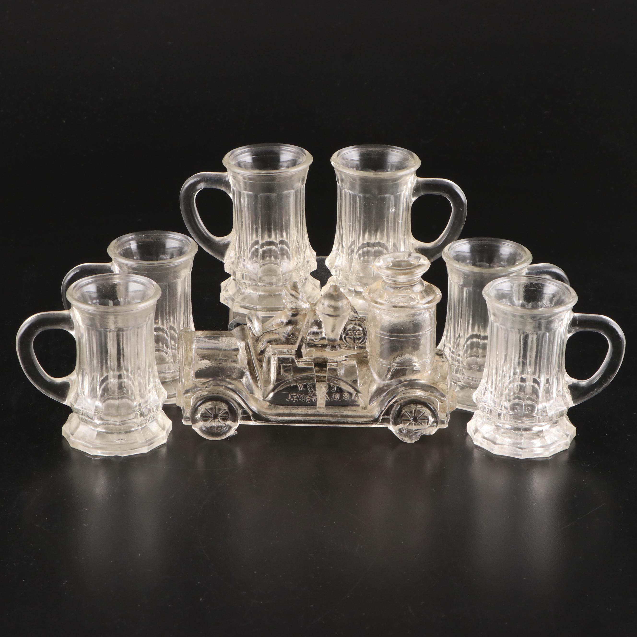 WMF Miniature Glass Beer Mugs with Victory Glass Firetruck Candy Container
