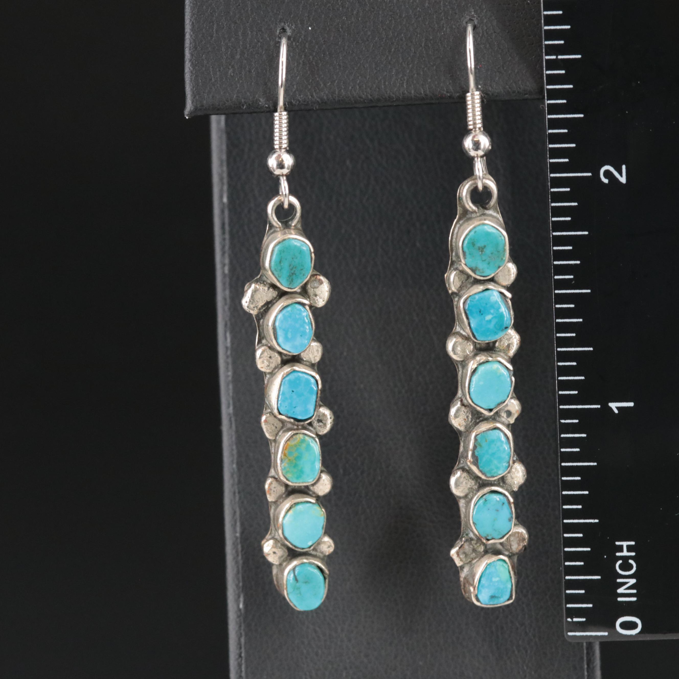 Southwestern Style Turquoise Bar Earrings