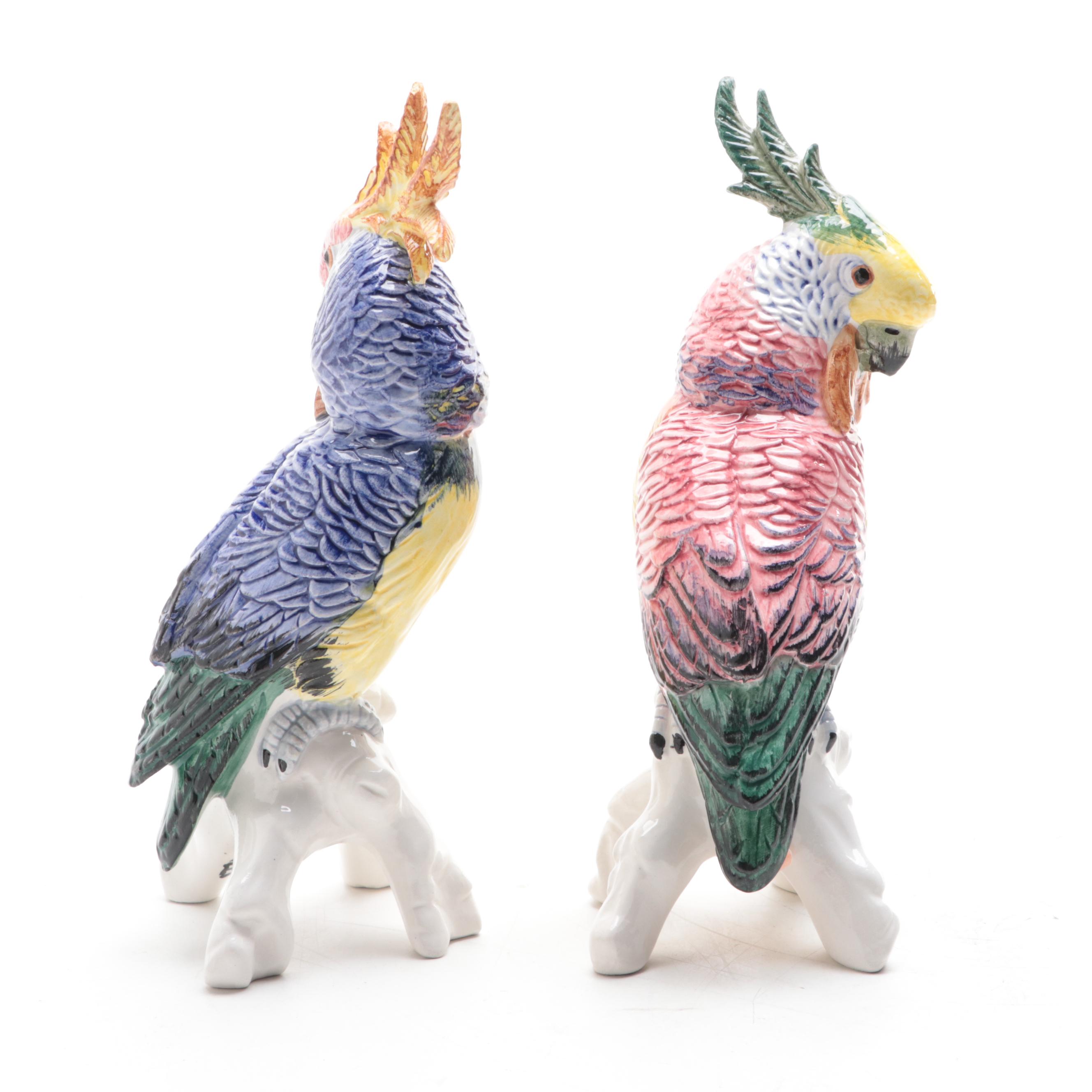 Italian Ceramic Cockatoo Figurines