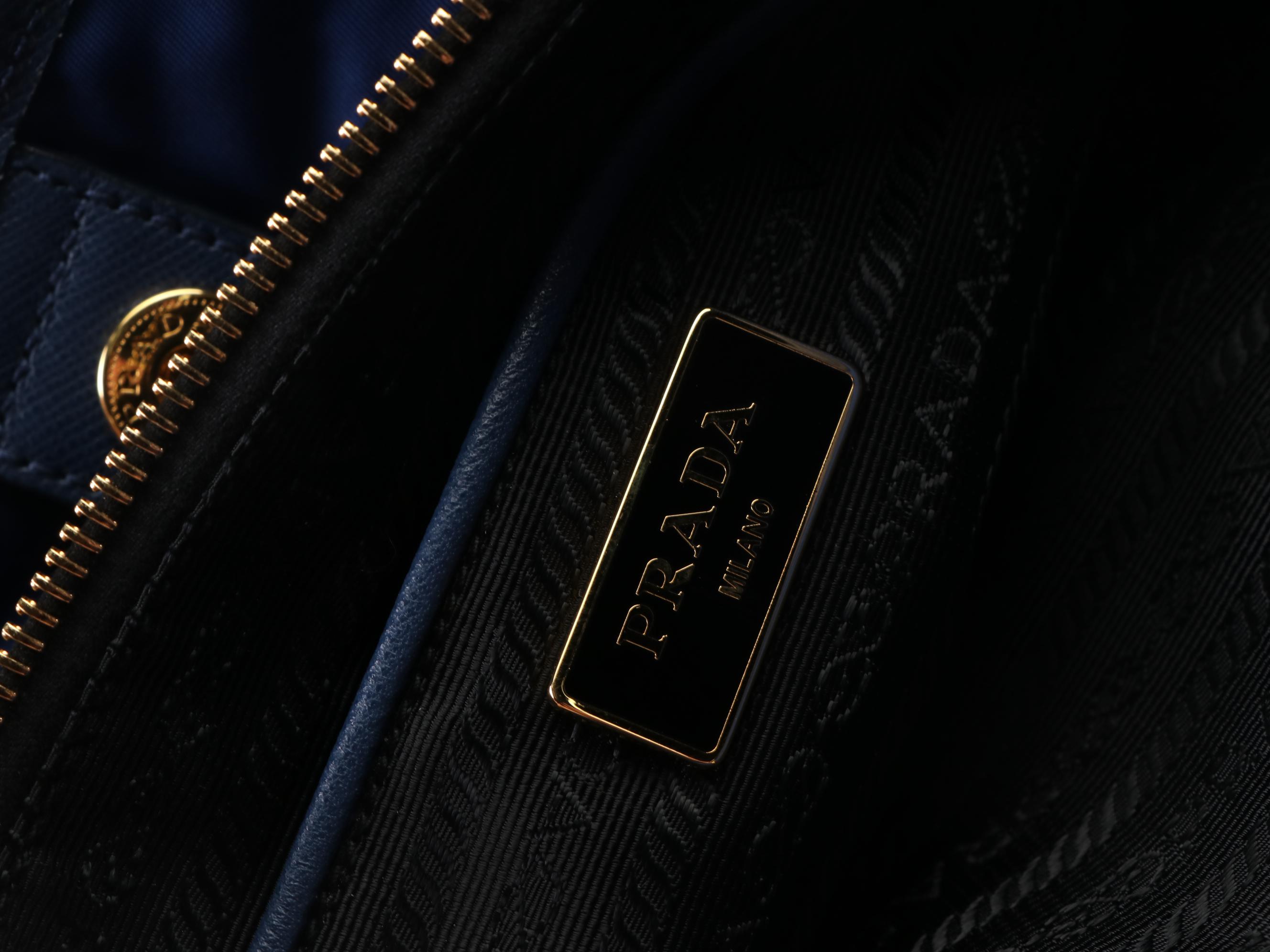 Prada Blue Tessuto Nylon and Saffiano Leather Tote Bag