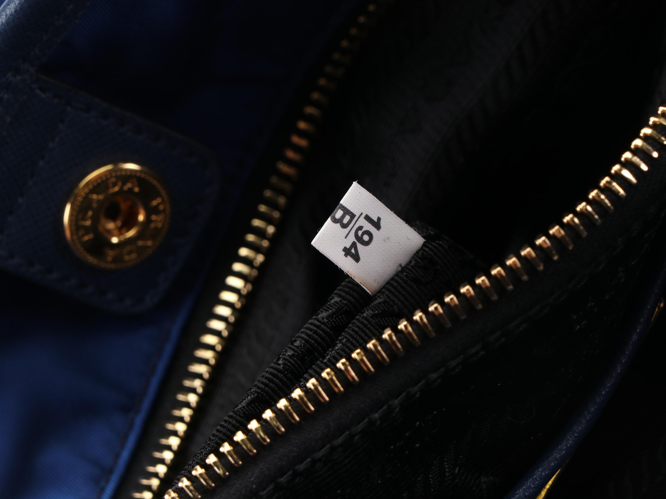 Prada Blue Tessuto Nylon and Saffiano Leather Tote Bag