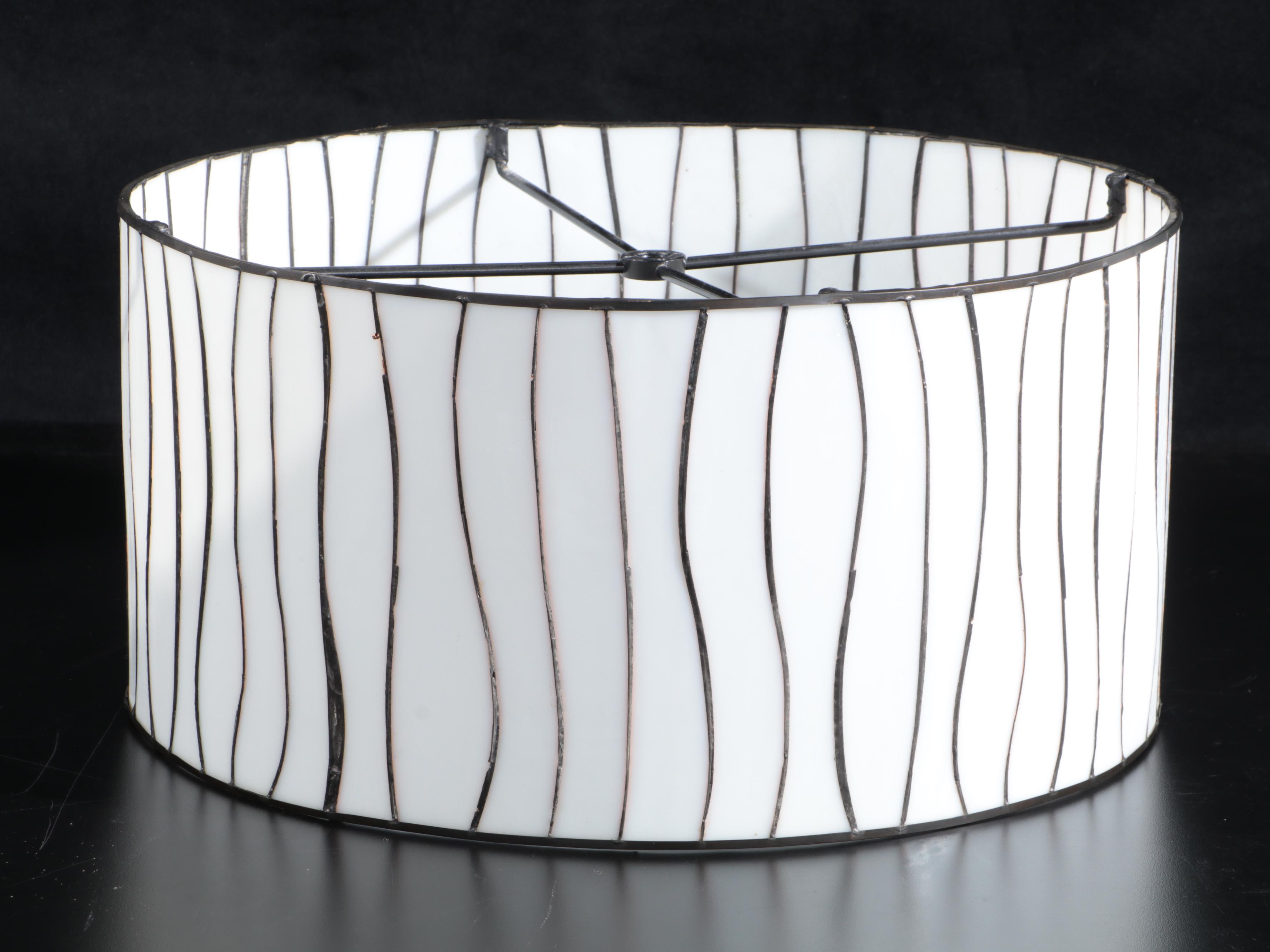 Modernist Stacked Glass Table Lamp with Slag Glass Shade, Late 20th Century