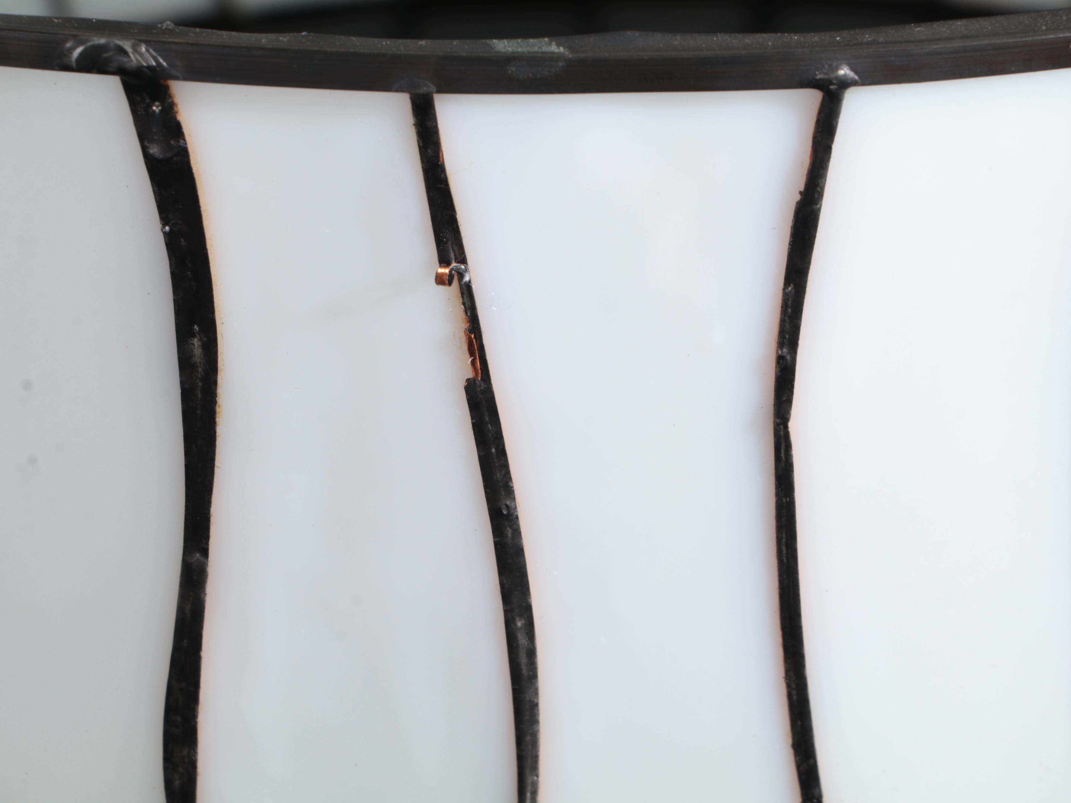 Modernist Stacked Glass Table Lamp with Slag Glass Shade, Late 20th Century