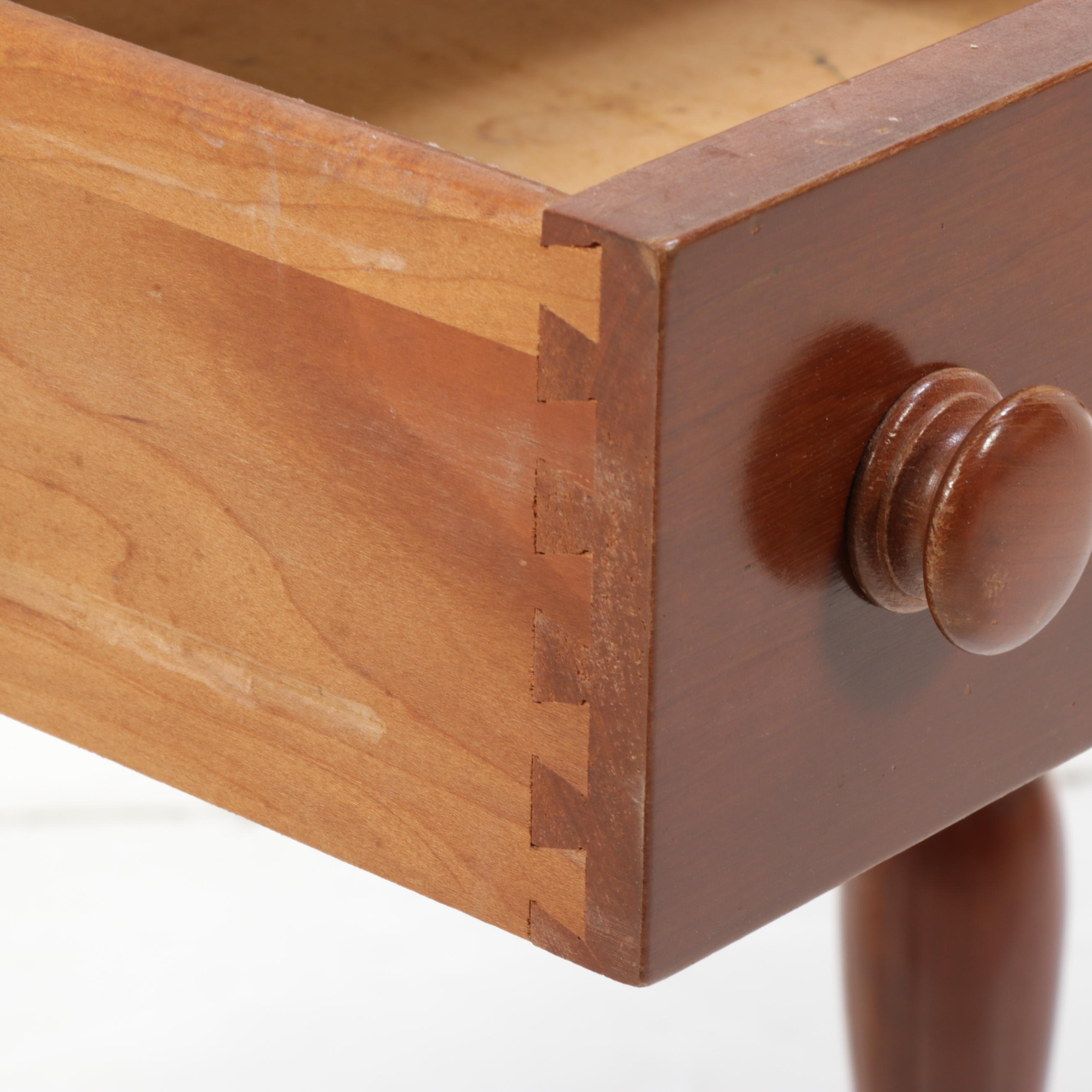 American Primitive Style Bench-Made Cherrywood Single-Drawer Table