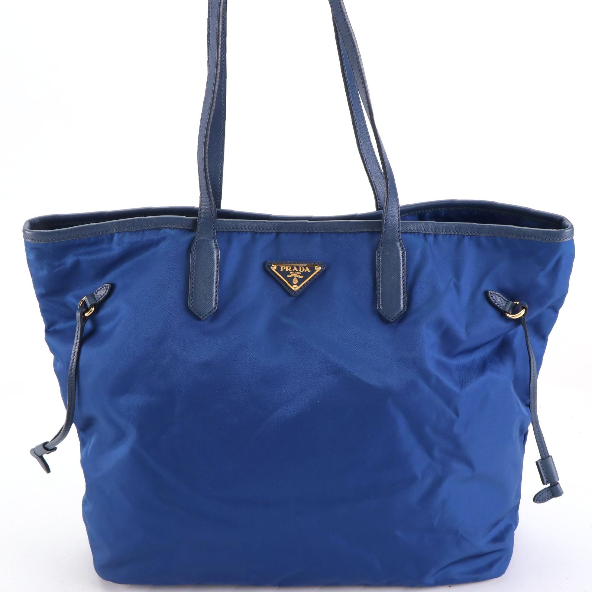 Prada Blue Tessuto Nylon and Saffiano Leather Tote Bag