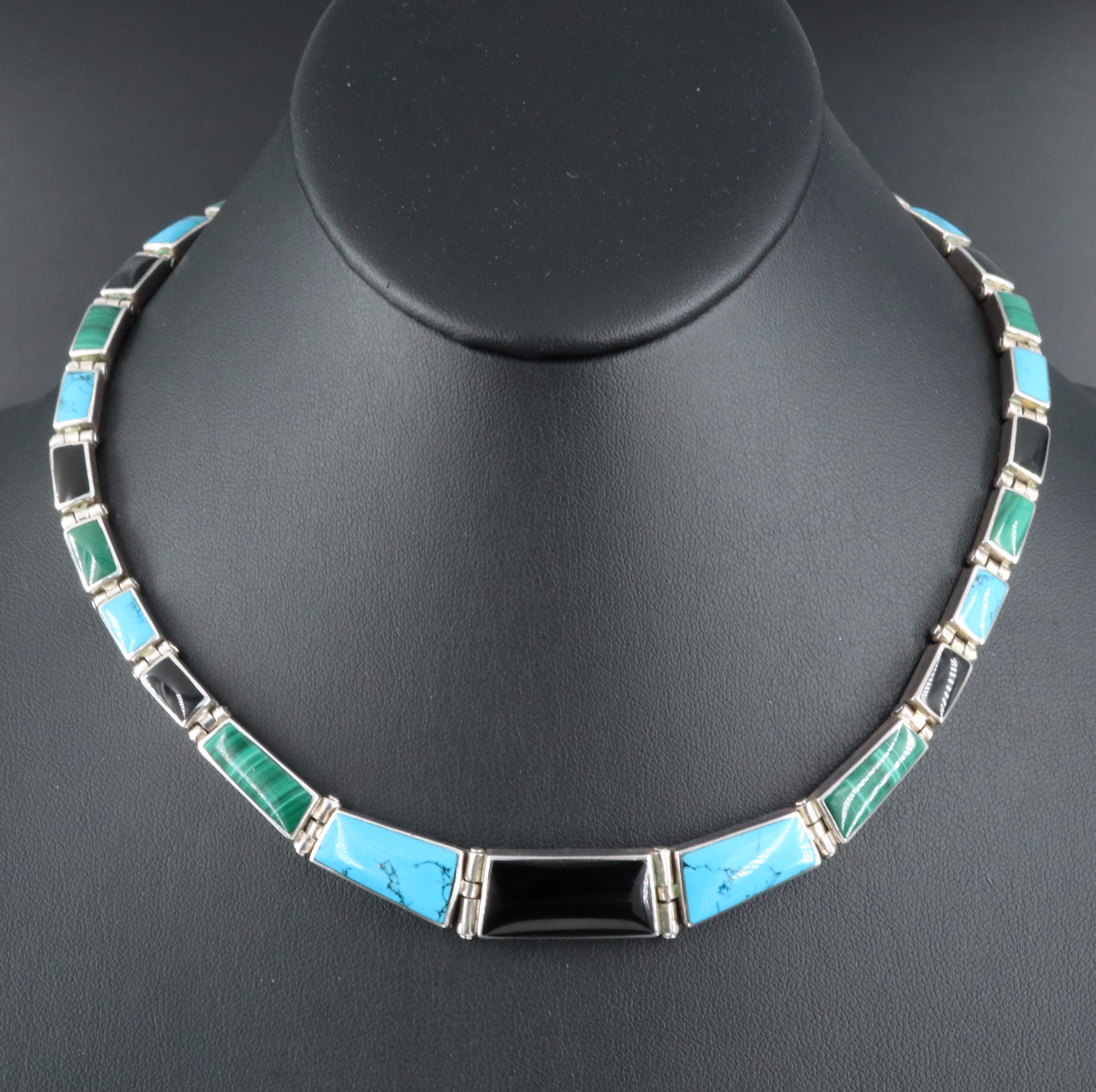 Mexican 950 Silver Faux Gemstone Necklace