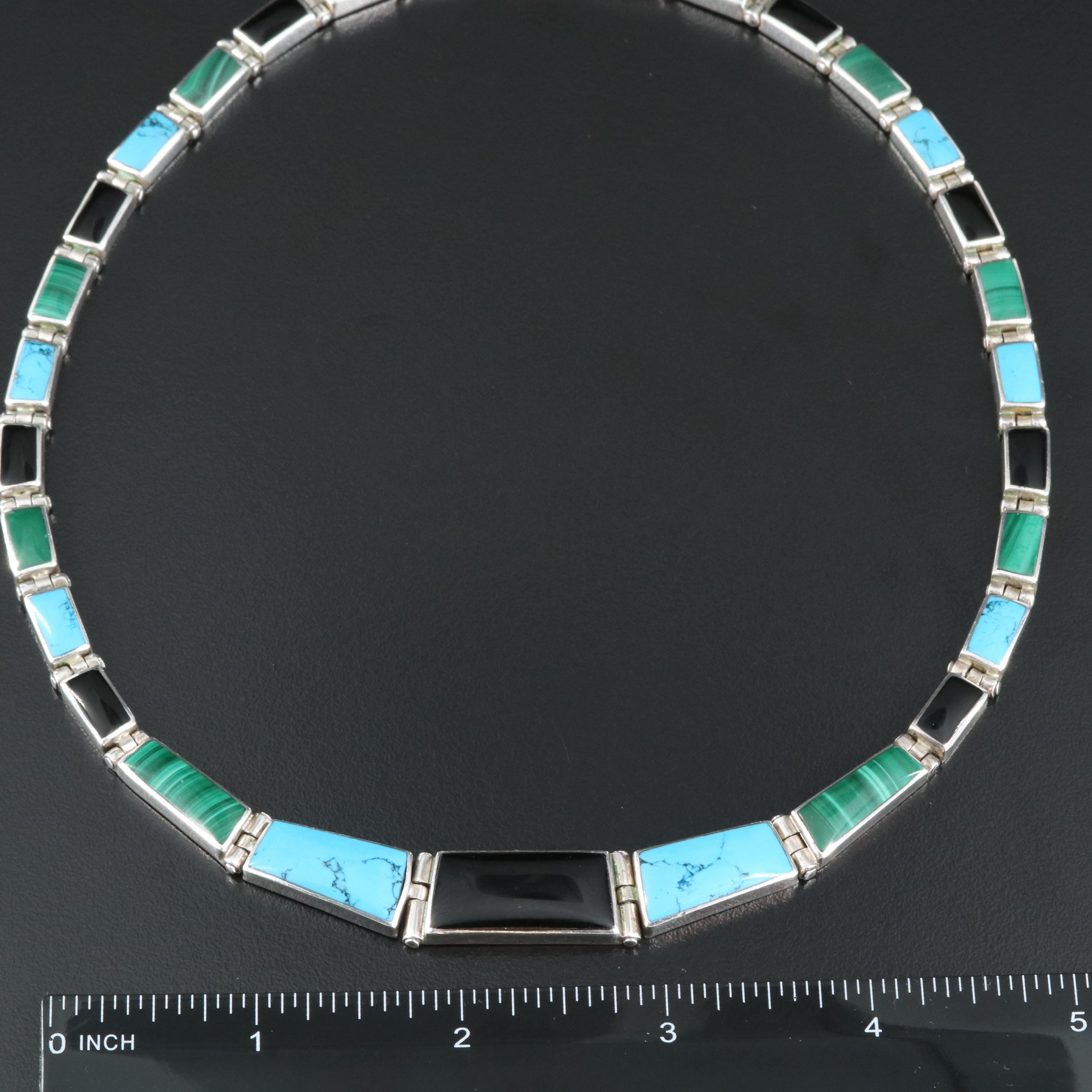 Mexican 950 Silver Faux Gemstone Necklace