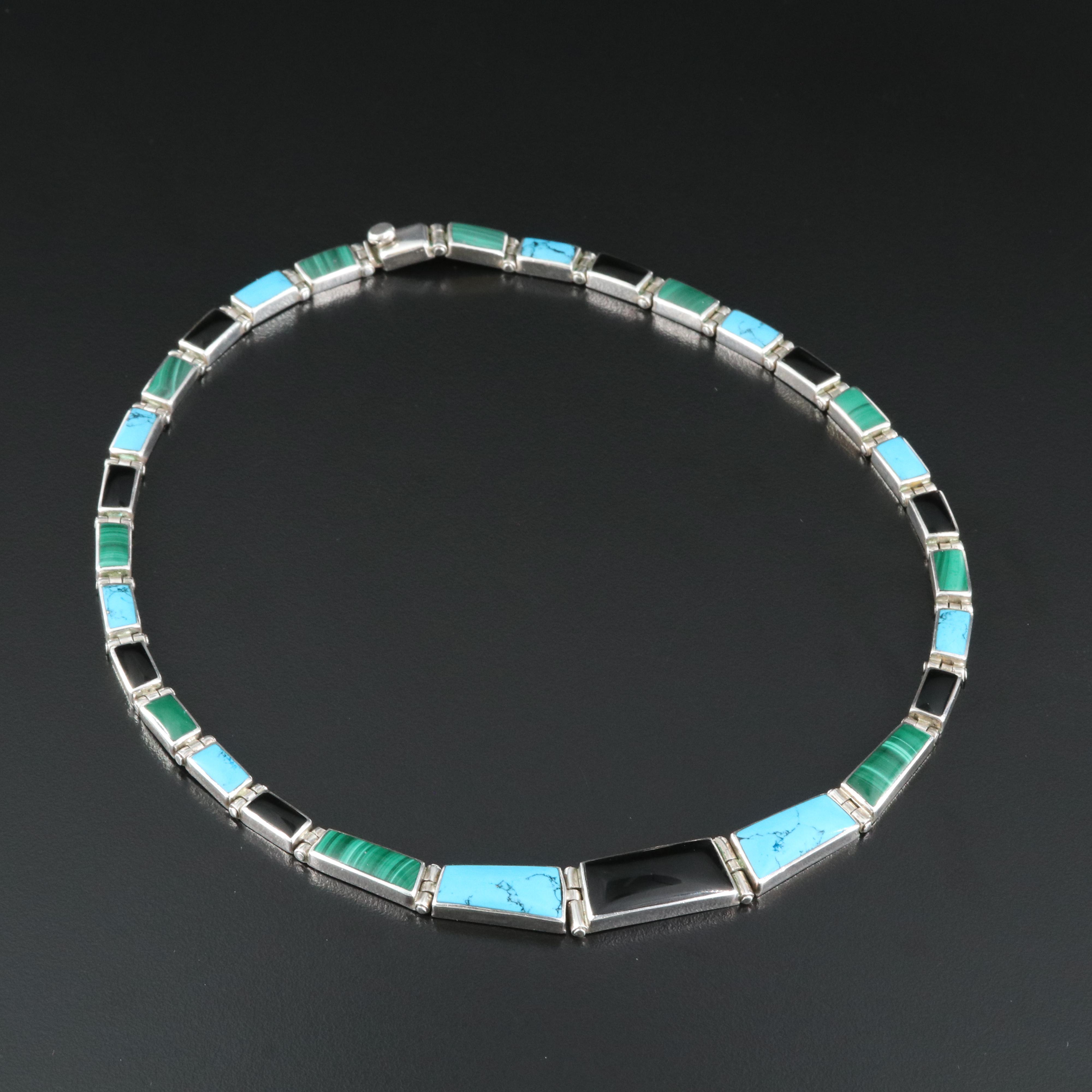 Mexican 950 Silver Faux Gemstone Necklace