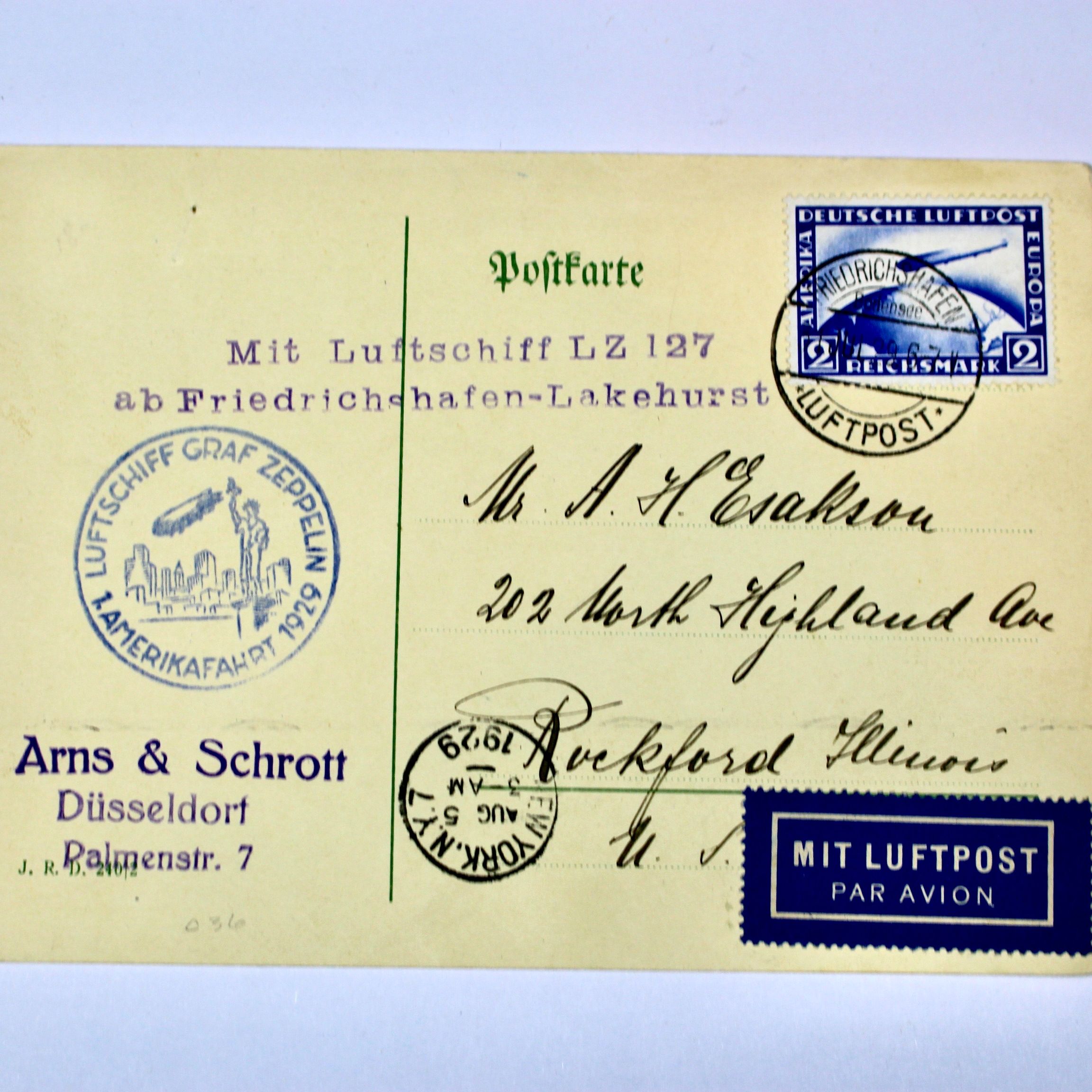 1929 Graf Zeppelin Post Card EBTH
