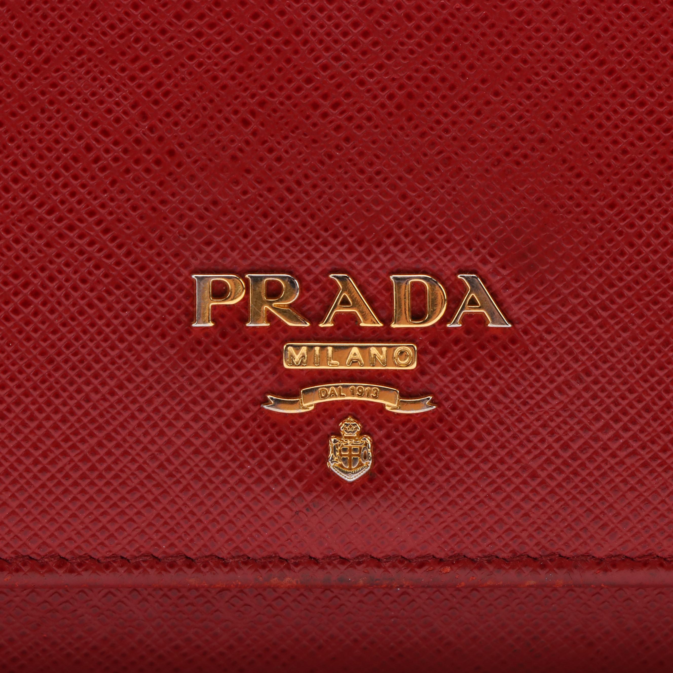 Prada Continental Wallet in Red Saffiano Leather