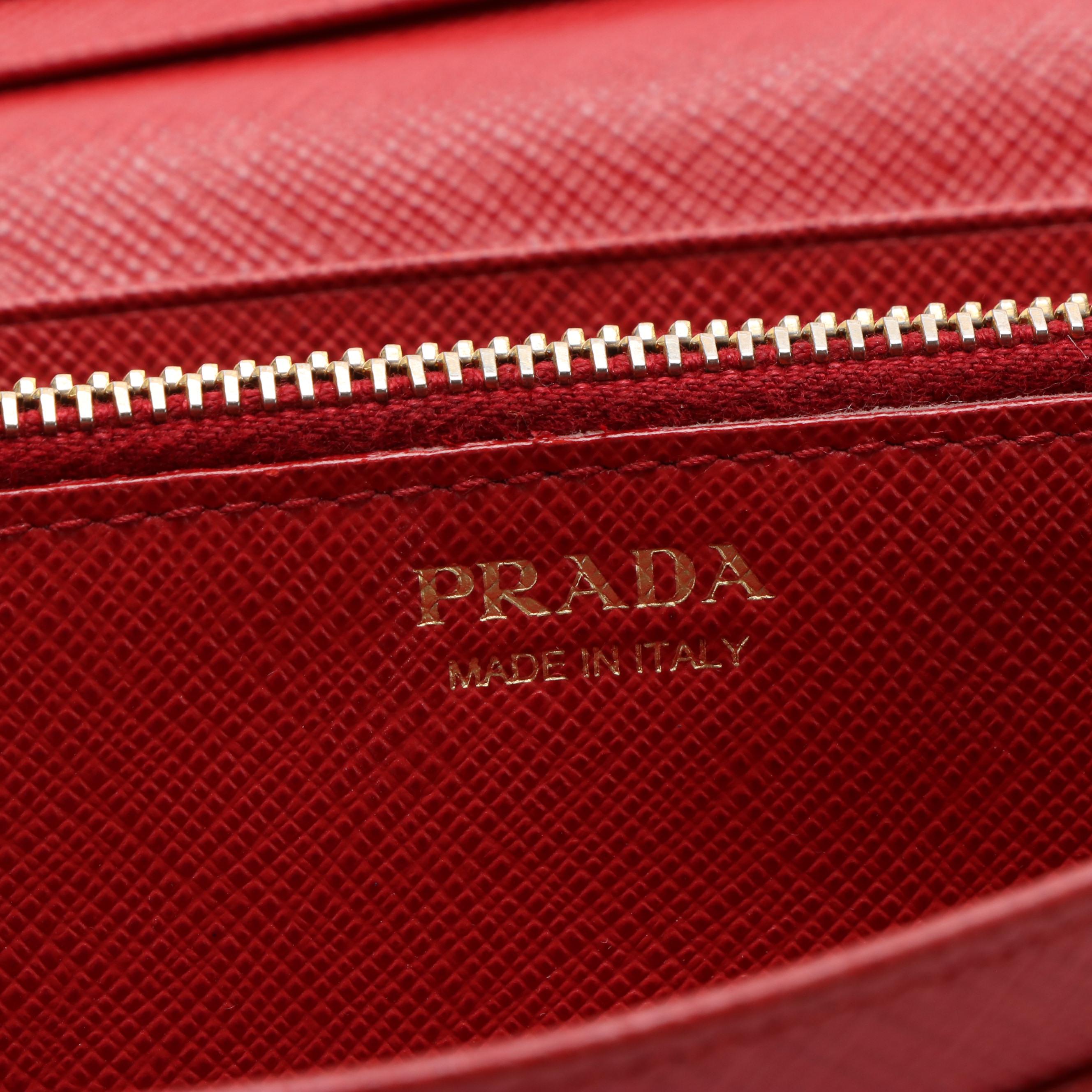 Prada Continental Wallet in Red Saffiano Leather