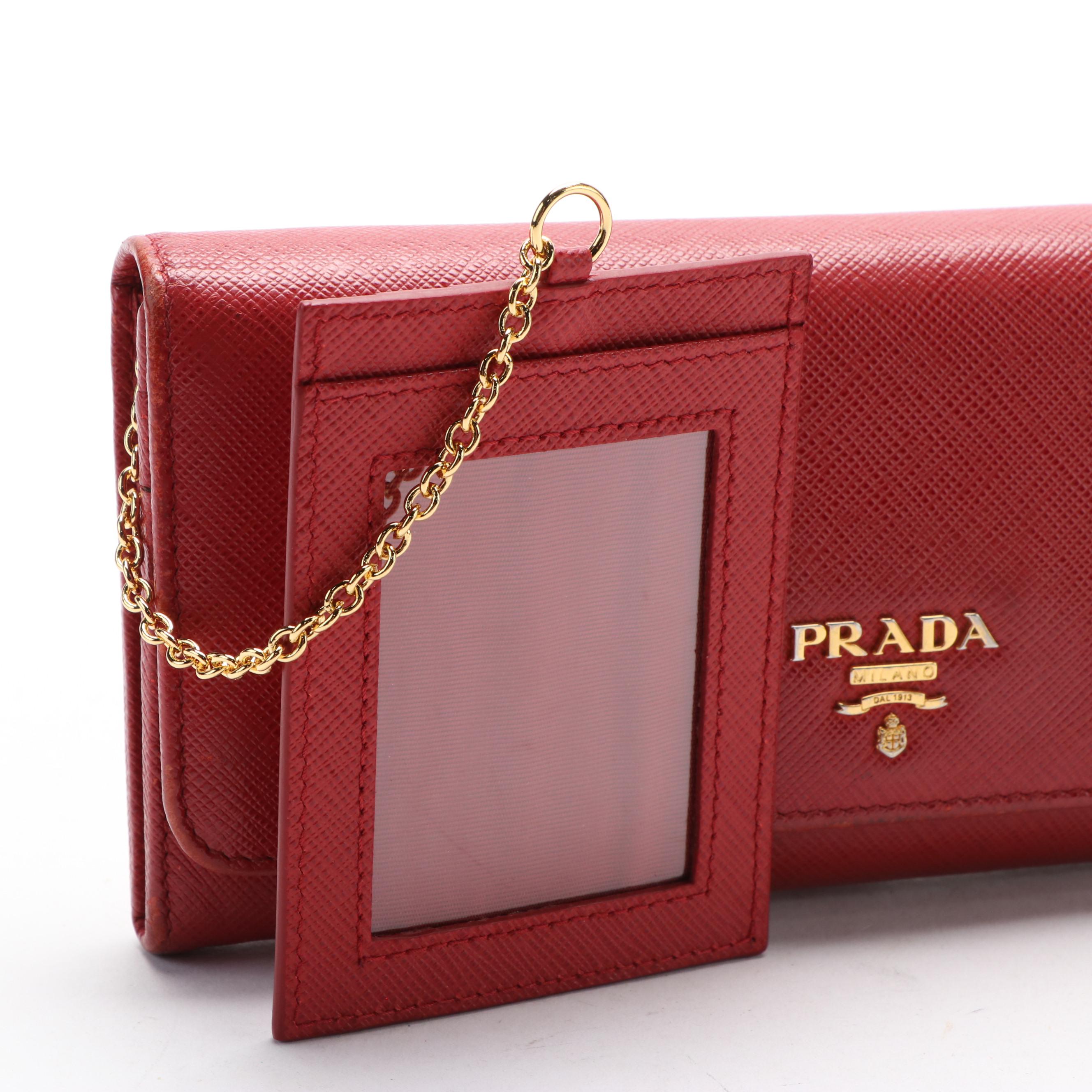 Prada Continental Wallet in Red Saffiano Leather