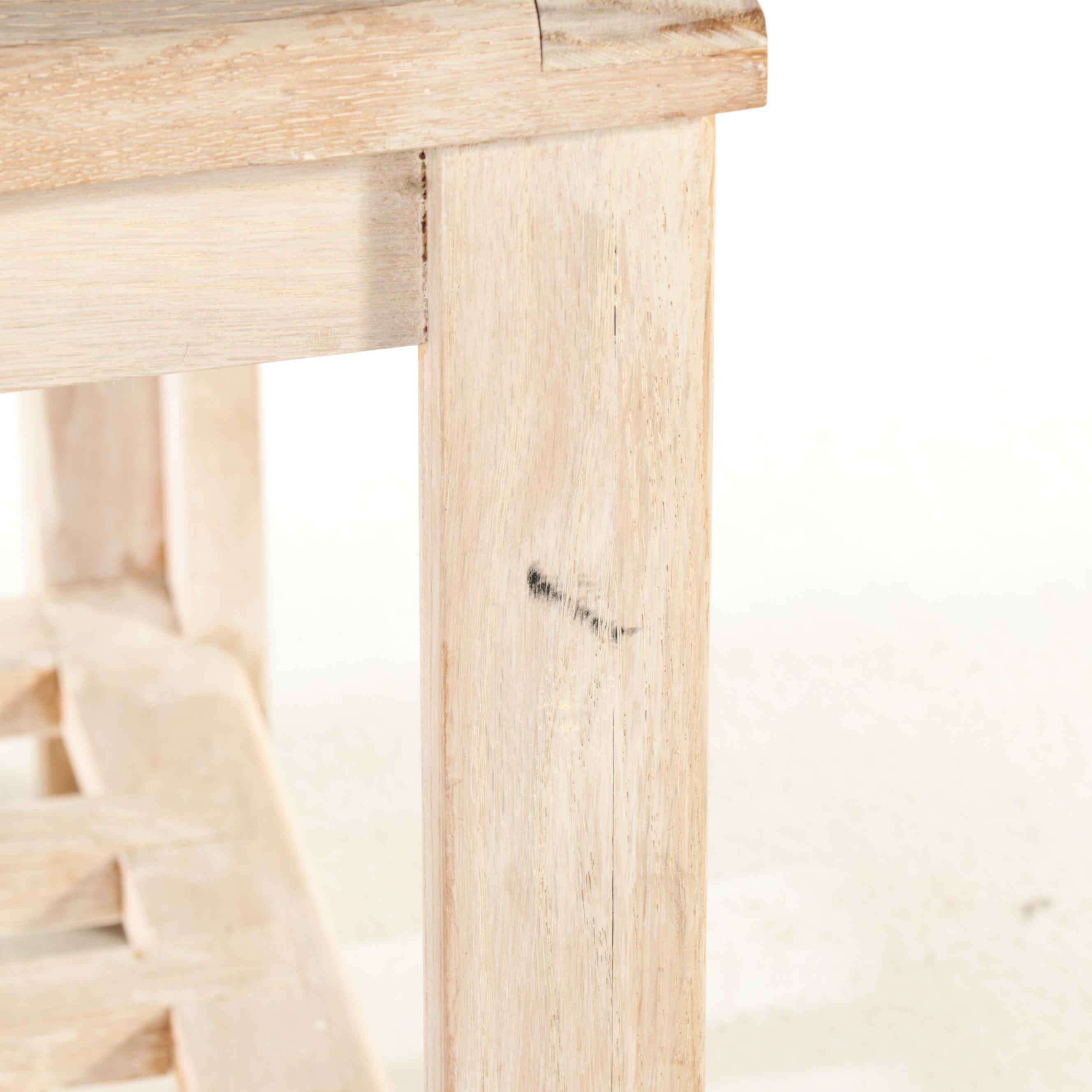 Bleached Wood Glass Top Side Table