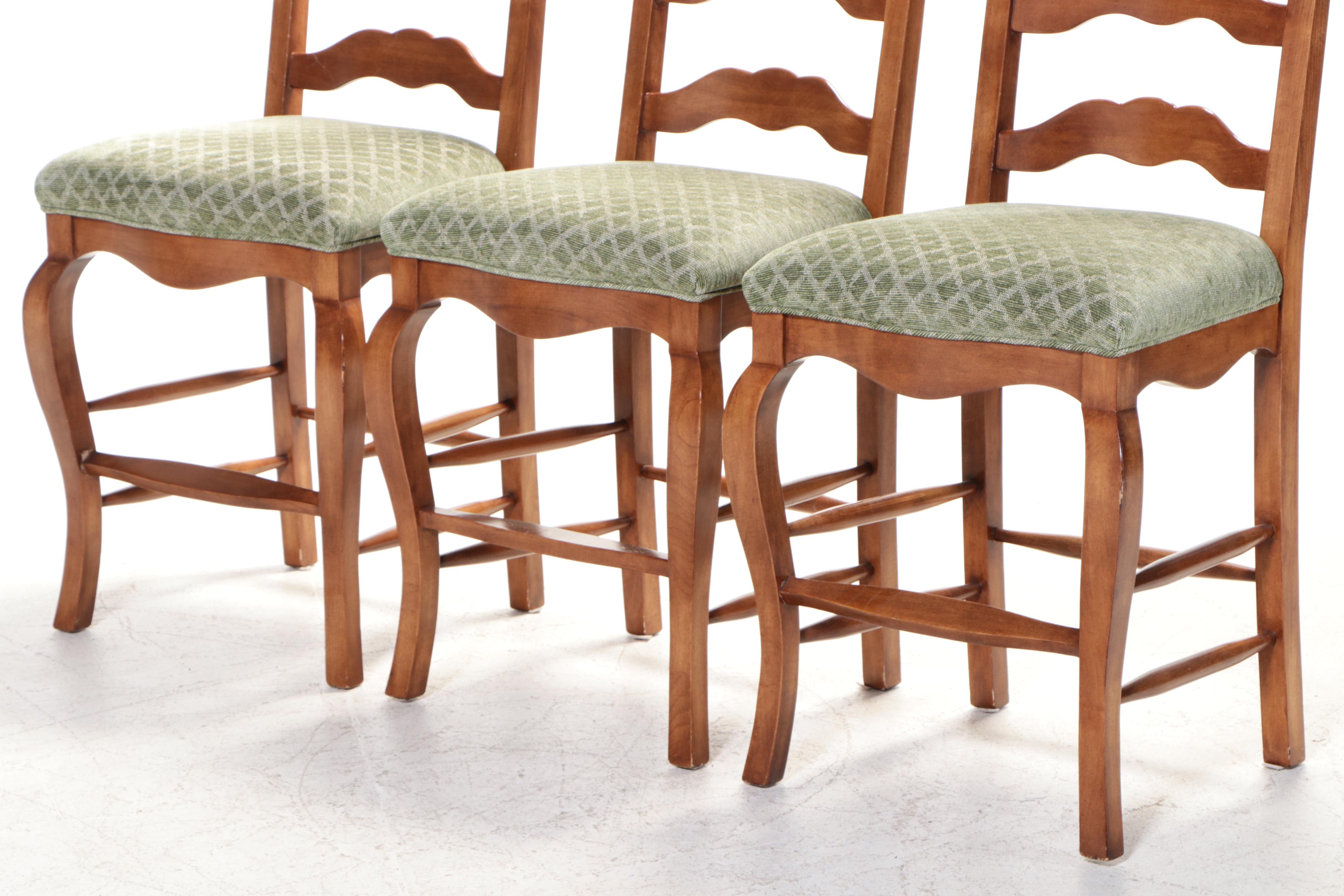 Three French Provincial Style CounterHeight Ladderback Barstools EBTH
