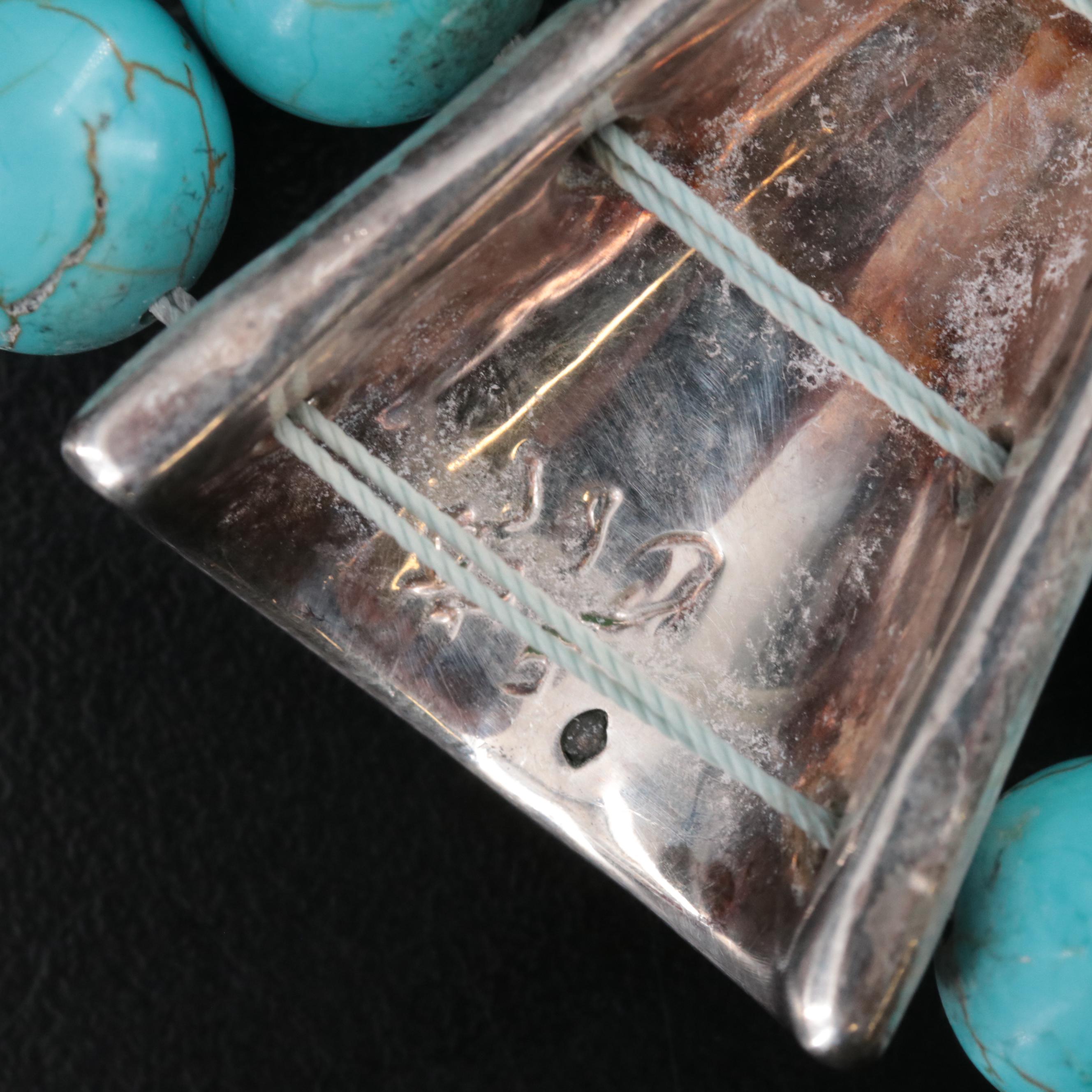 Two Blonde Lizards Carnelian and Signed Howlite Bracelets in Sterling