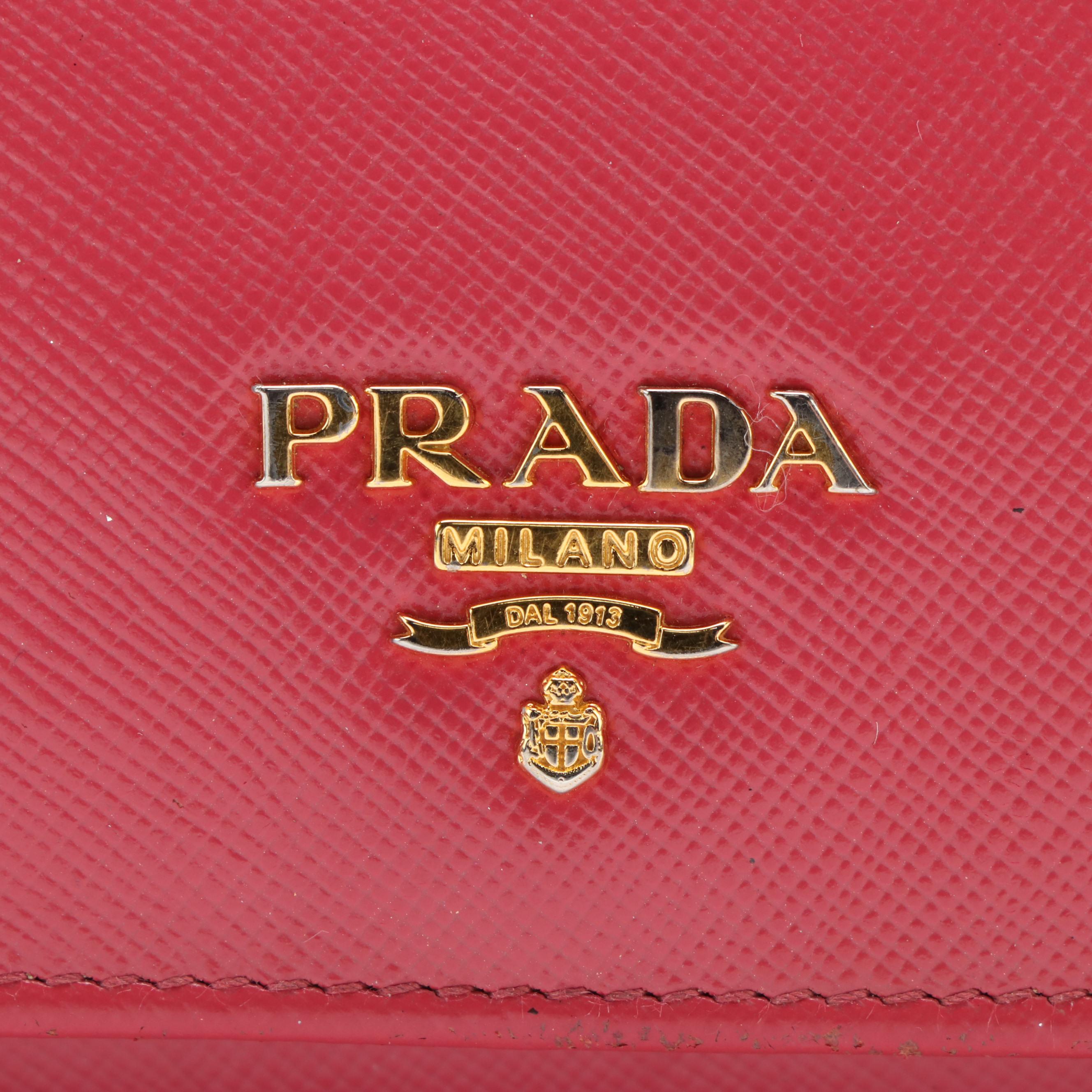Prada Continental Wallet in Pink Saffiano Leather