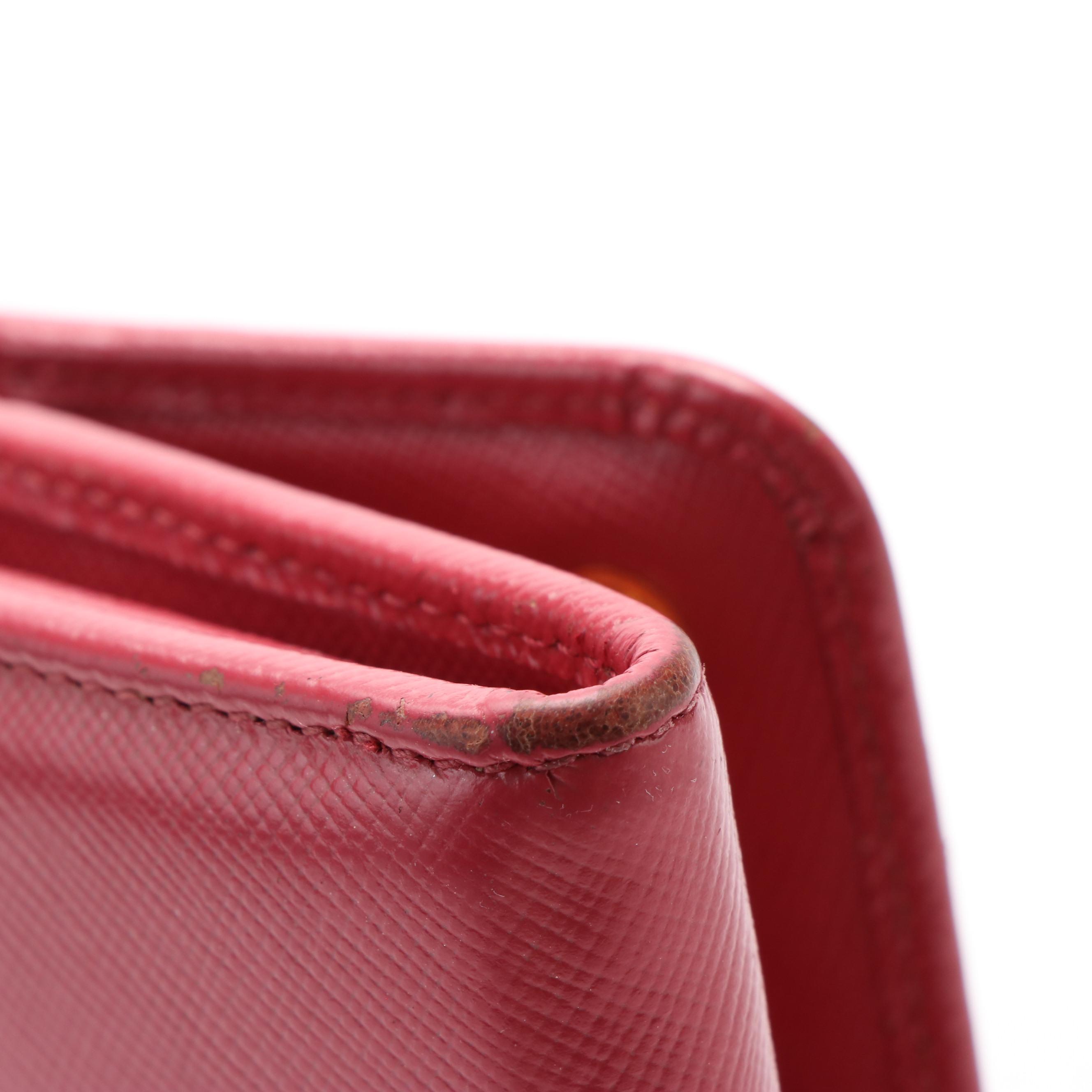 Prada Continental Wallet in Pink Saffiano Leather