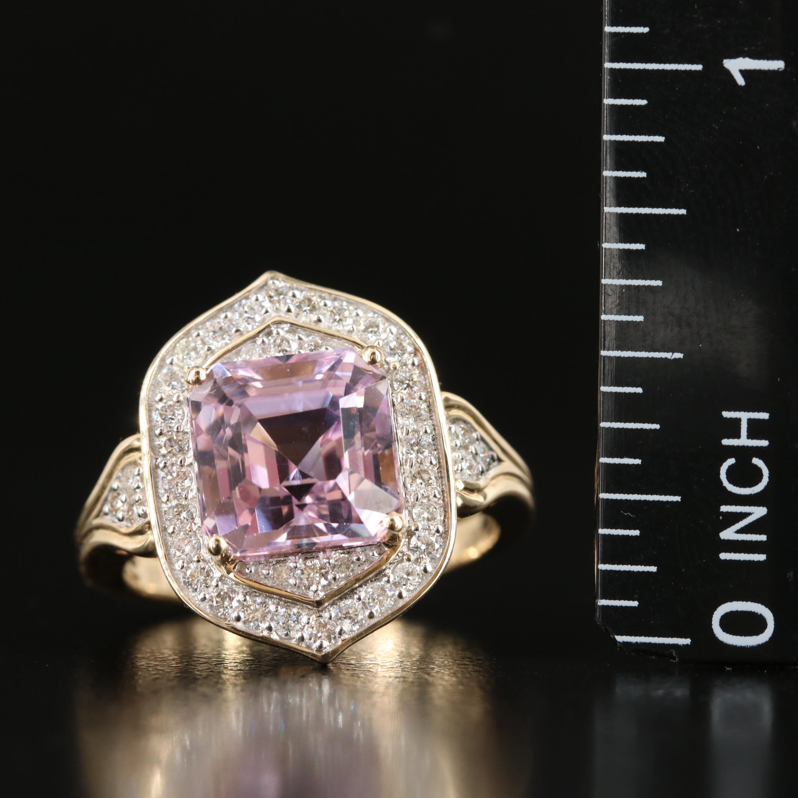 14K Kunzite and Diamond Ring