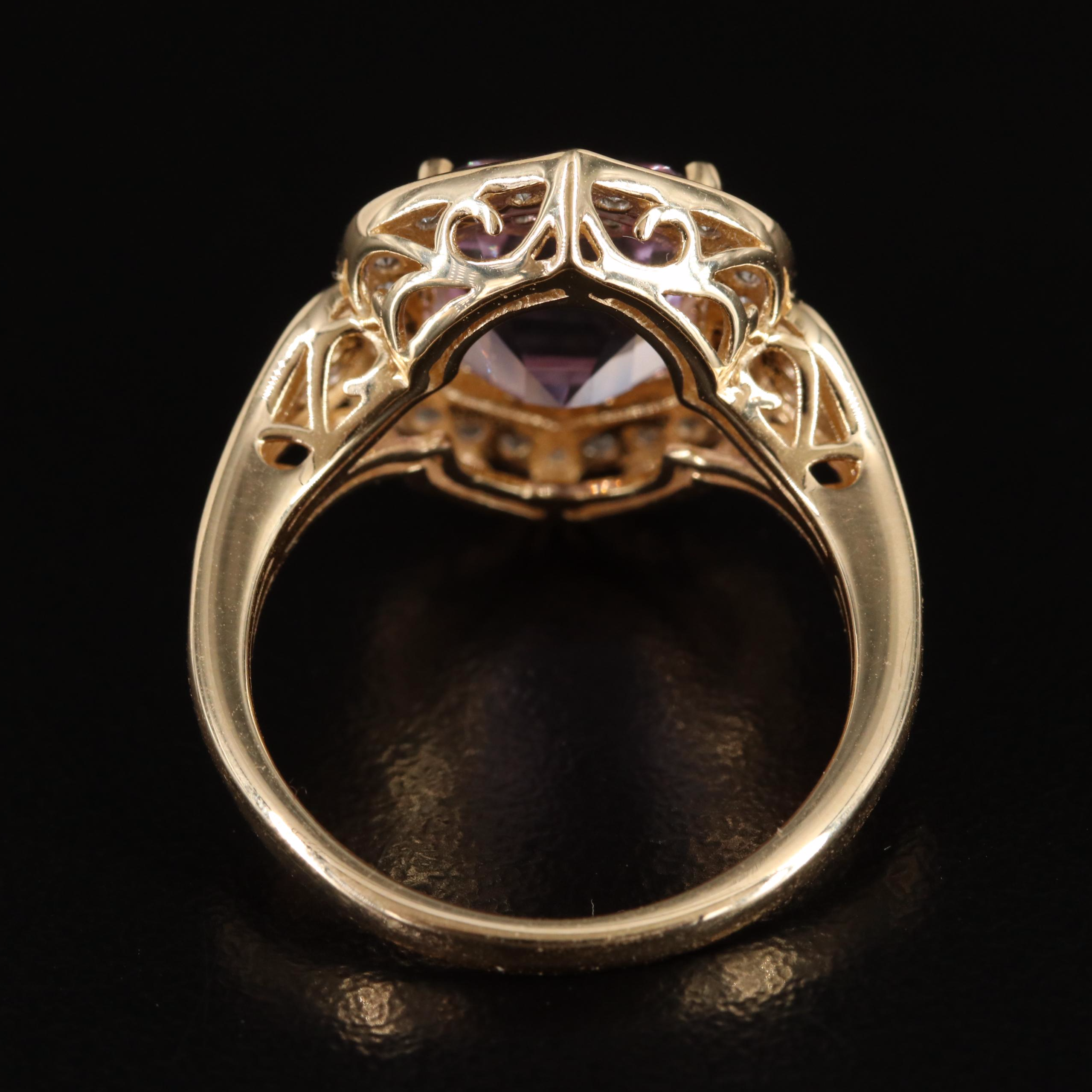 14K Kunzite and Diamond Ring