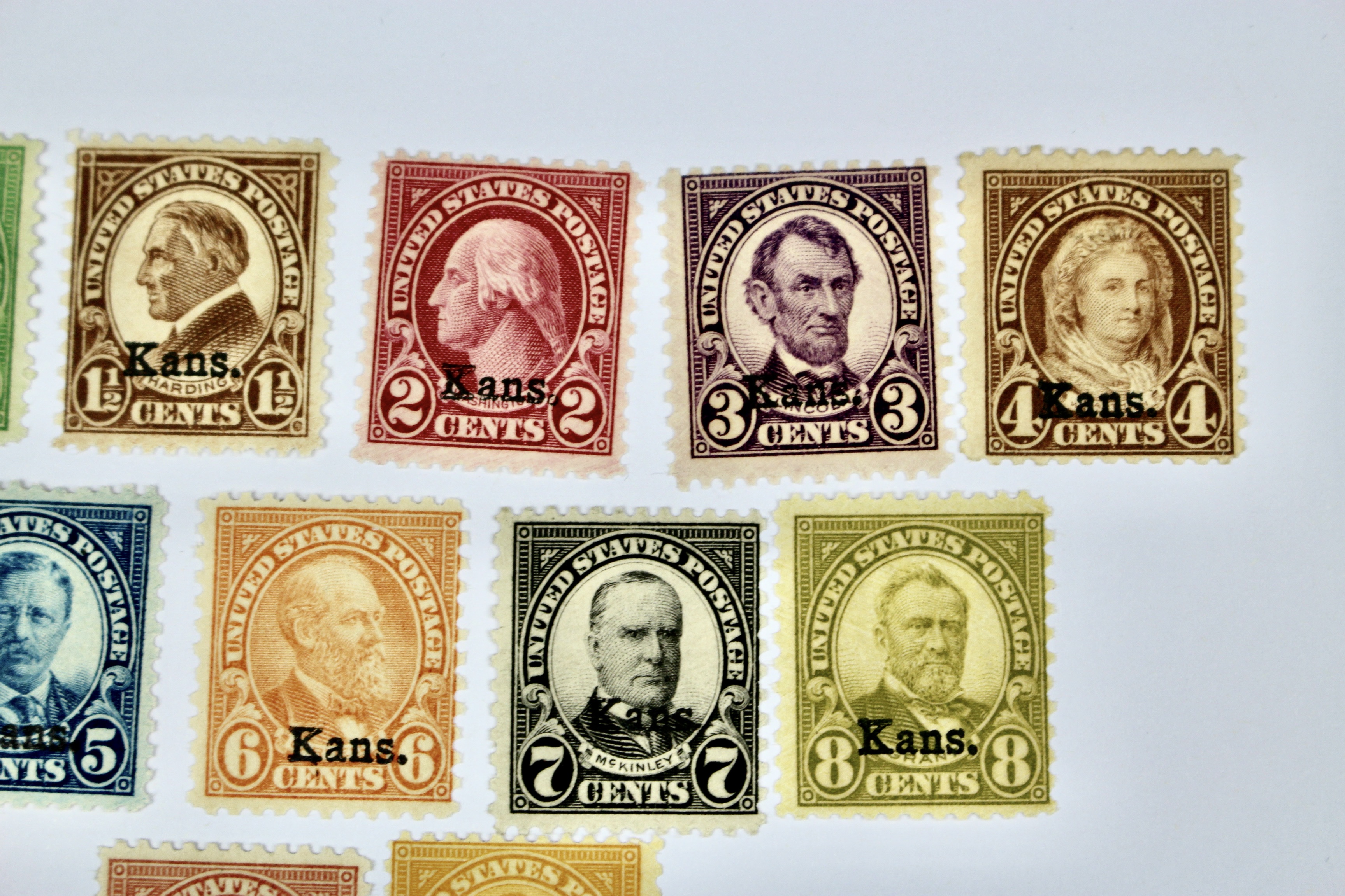 Mint Hinged Kansas Nebraska Postage Stamps