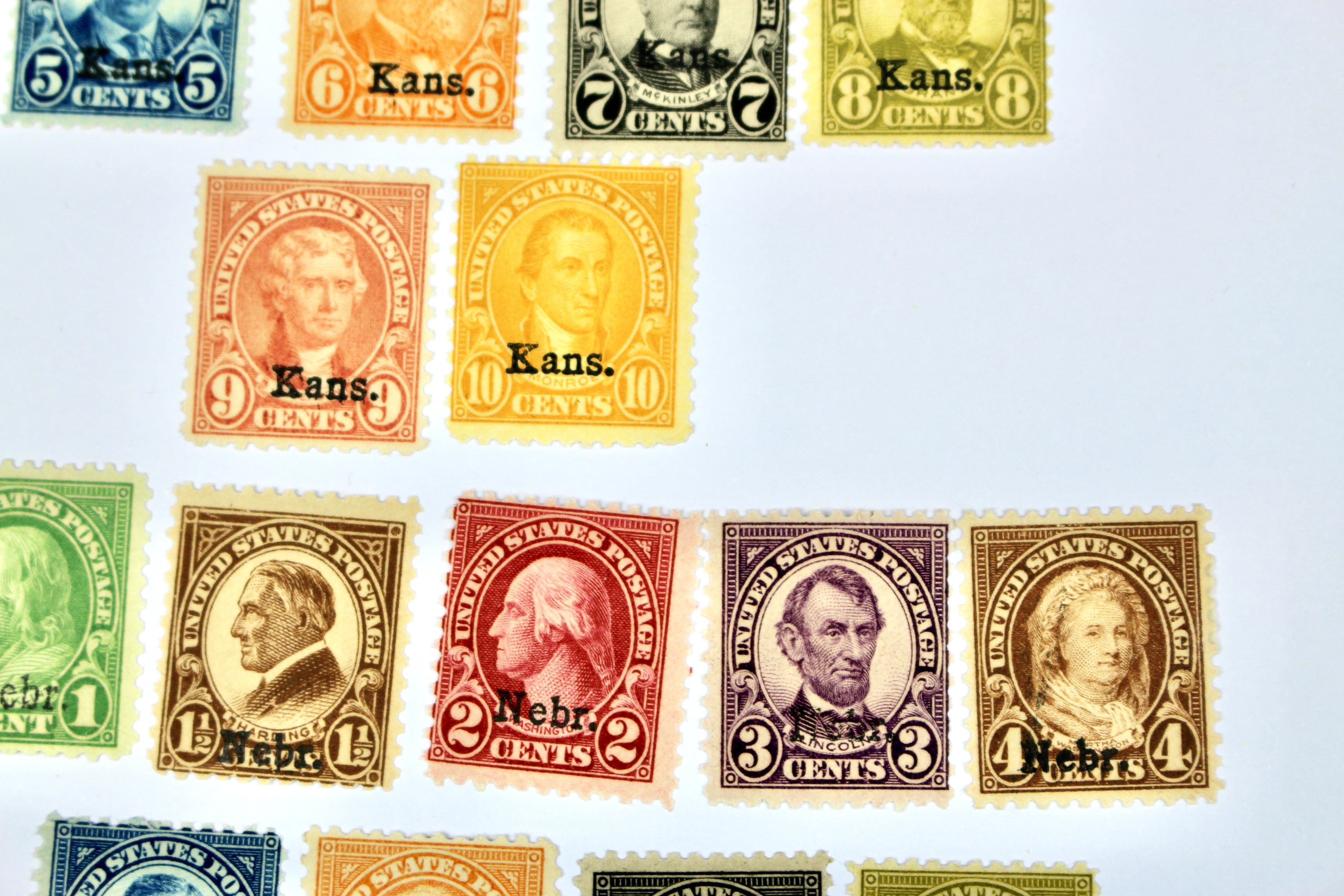 Mint Hinged Kansas Nebraska Postage Stamps