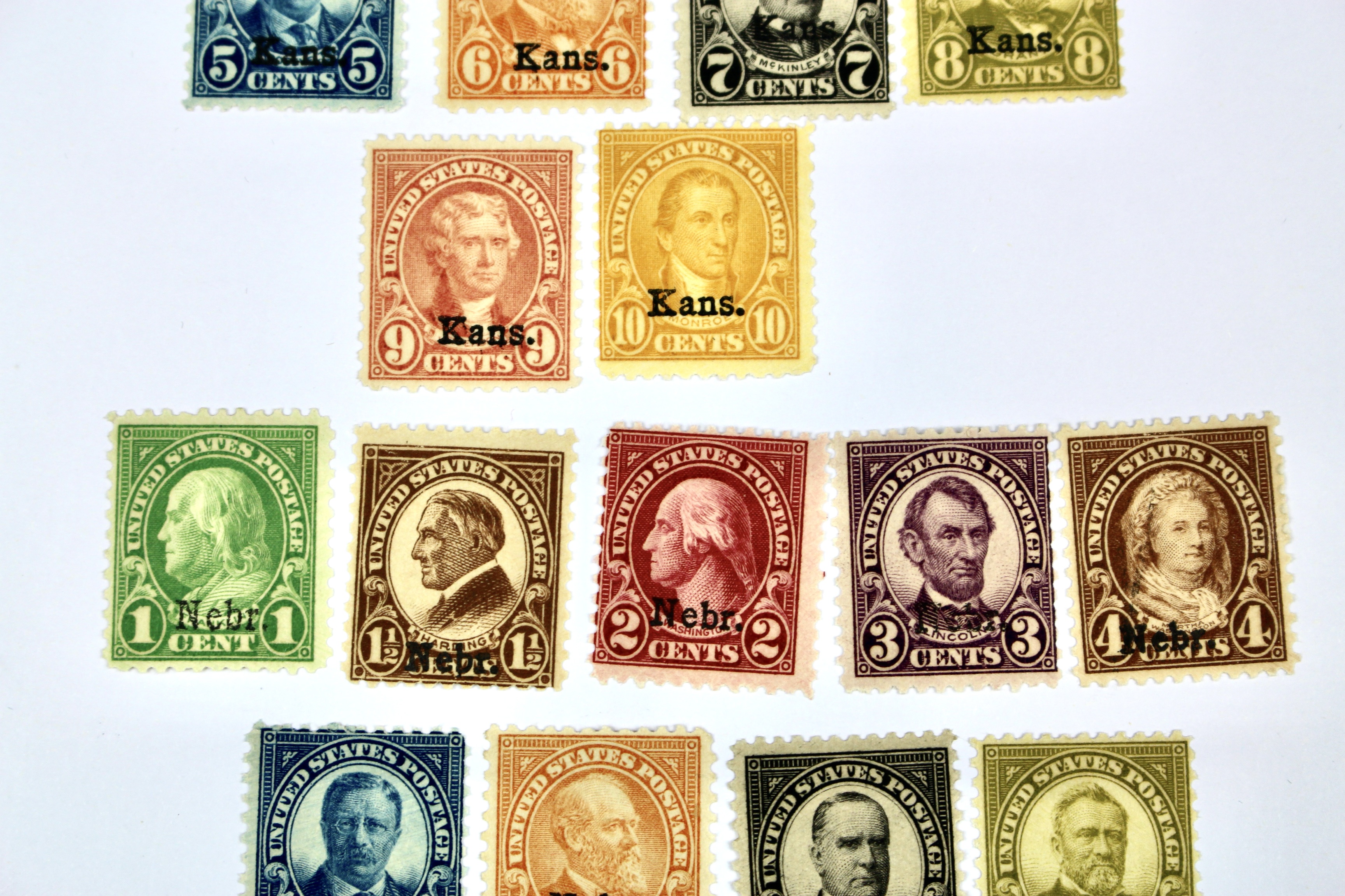 Mint Hinged Kansas Nebraska Postage Stamps