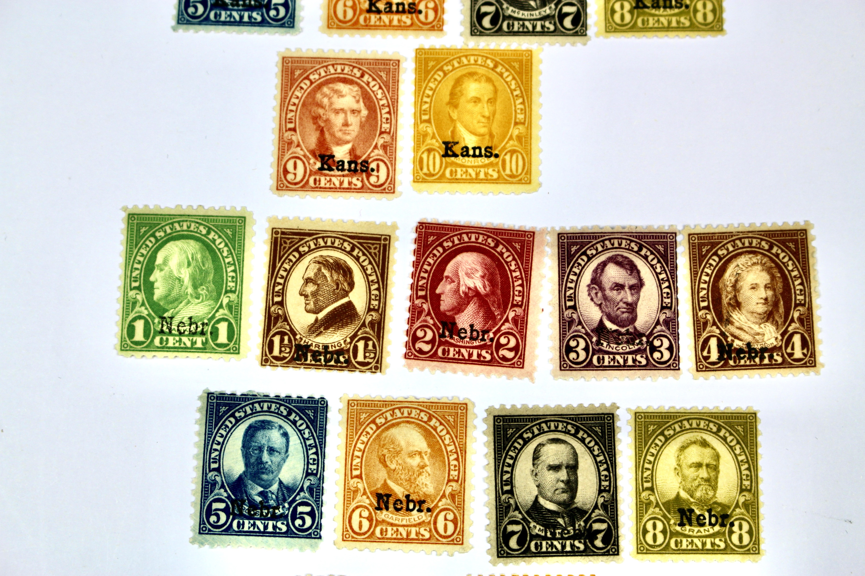 Mint Hinged Kansas Nebraska Postage Stamps