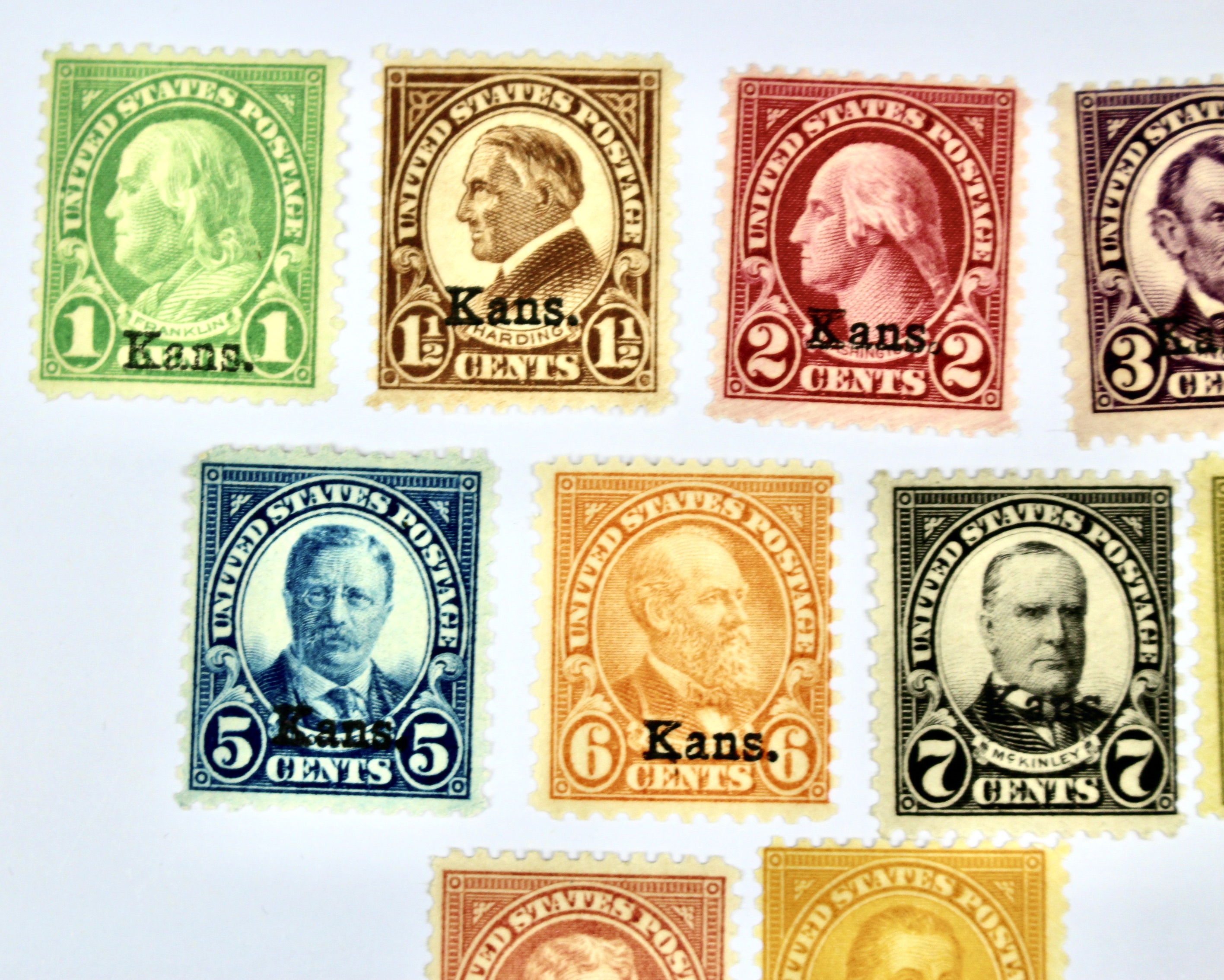 Mint Hinged Kansas Nebraska Postage Stamps