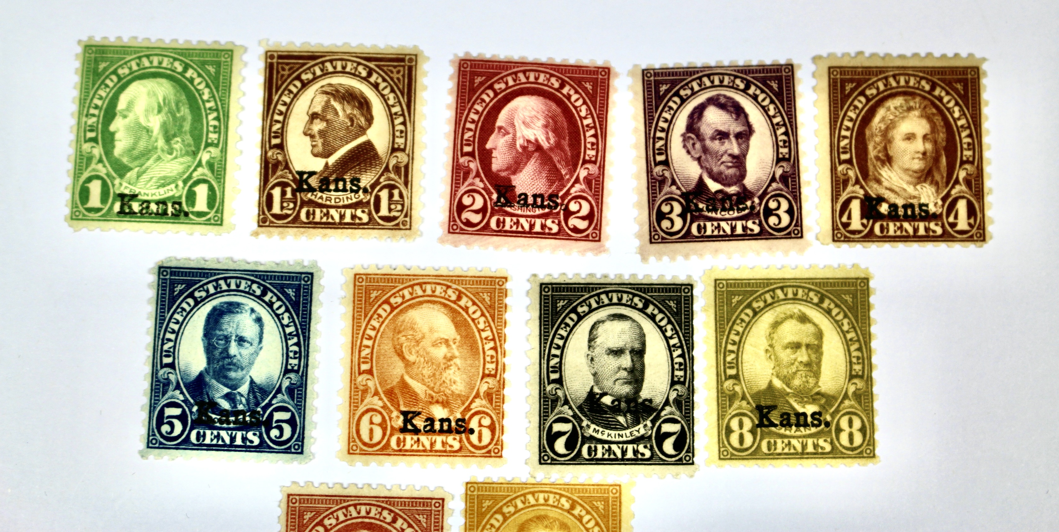 Mint Hinged Kansas Nebraska Postage Stamps