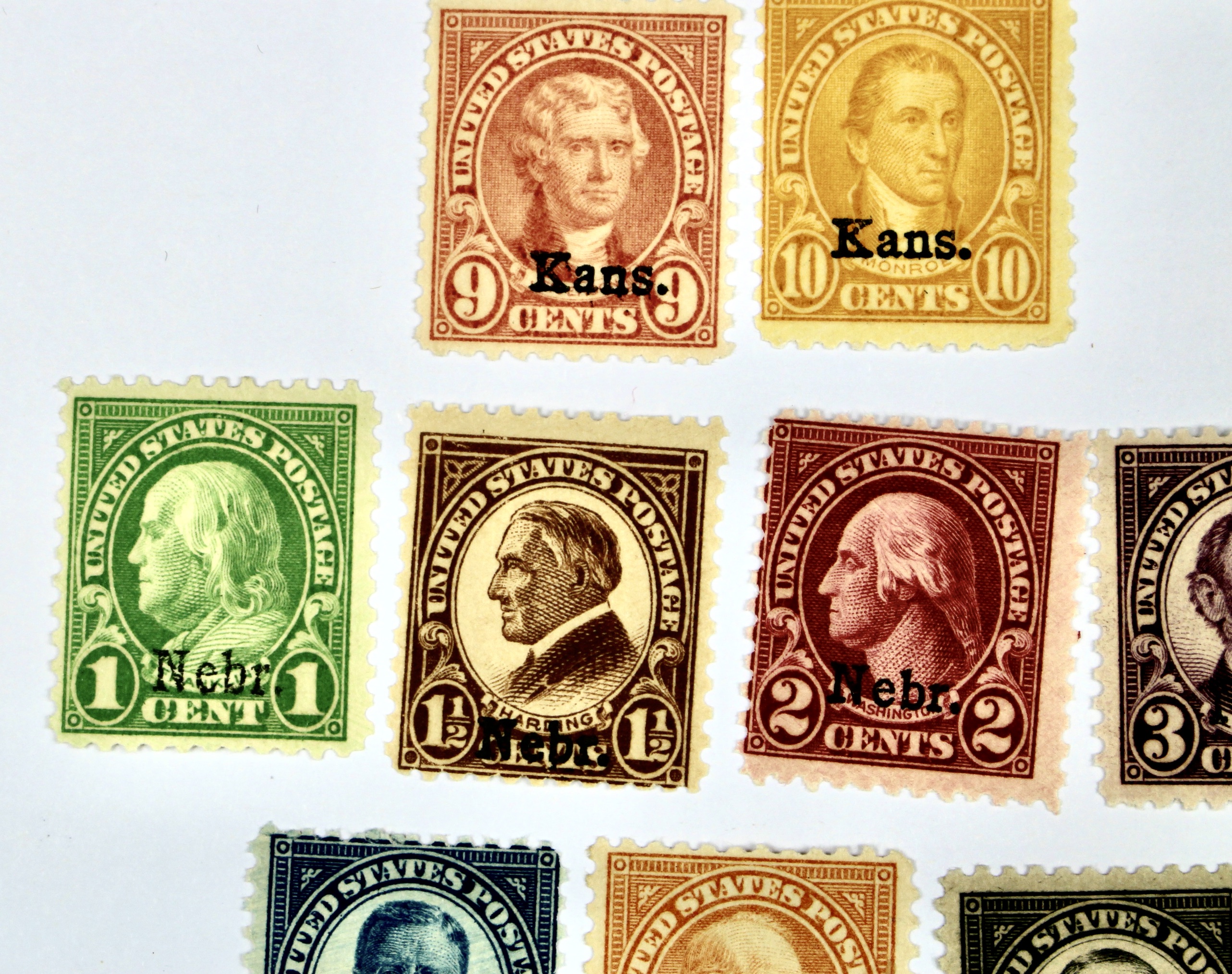 Mint Hinged Kansas Nebraska Postage Stamps