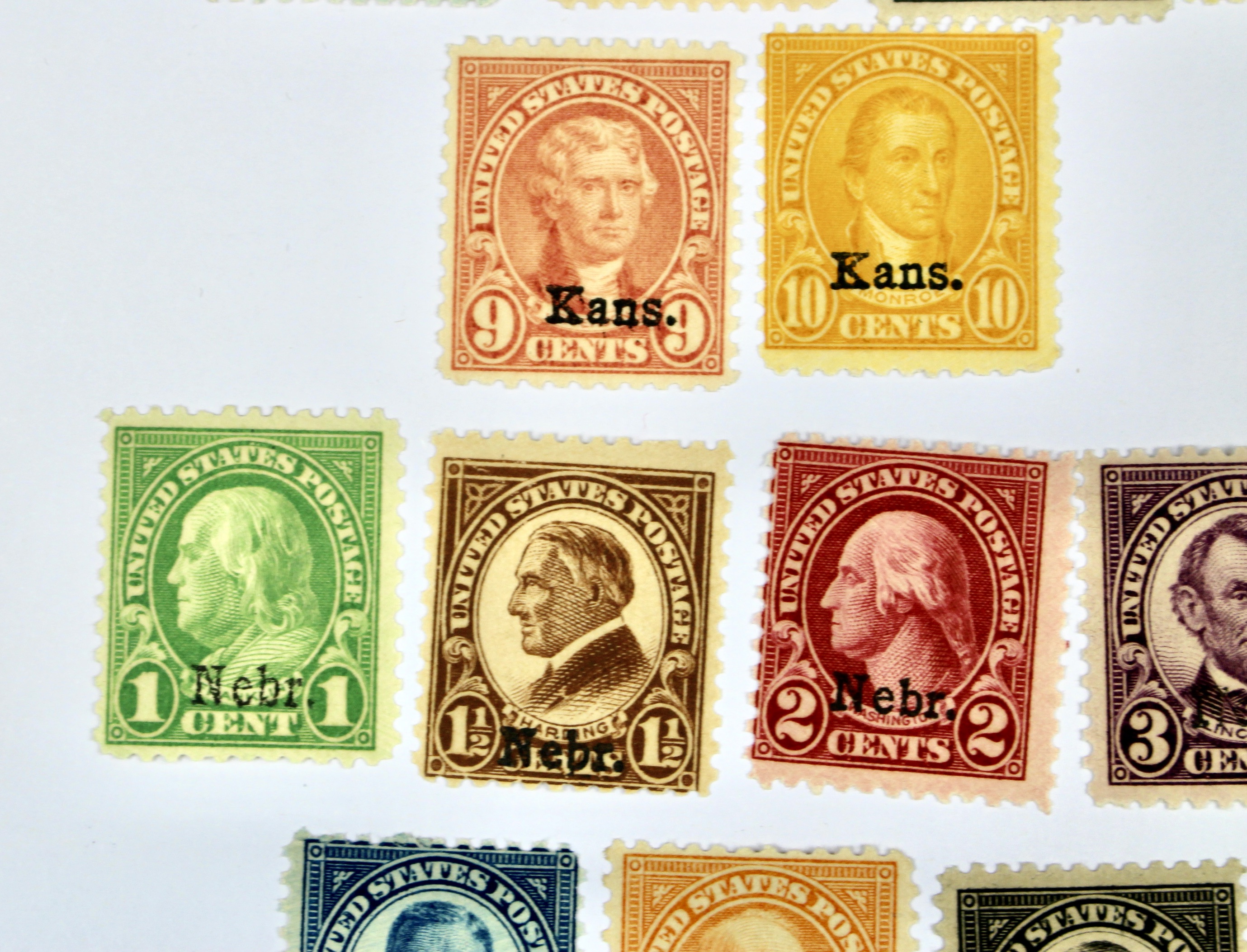 Mint Hinged Kansas Nebraska Postage Stamps
