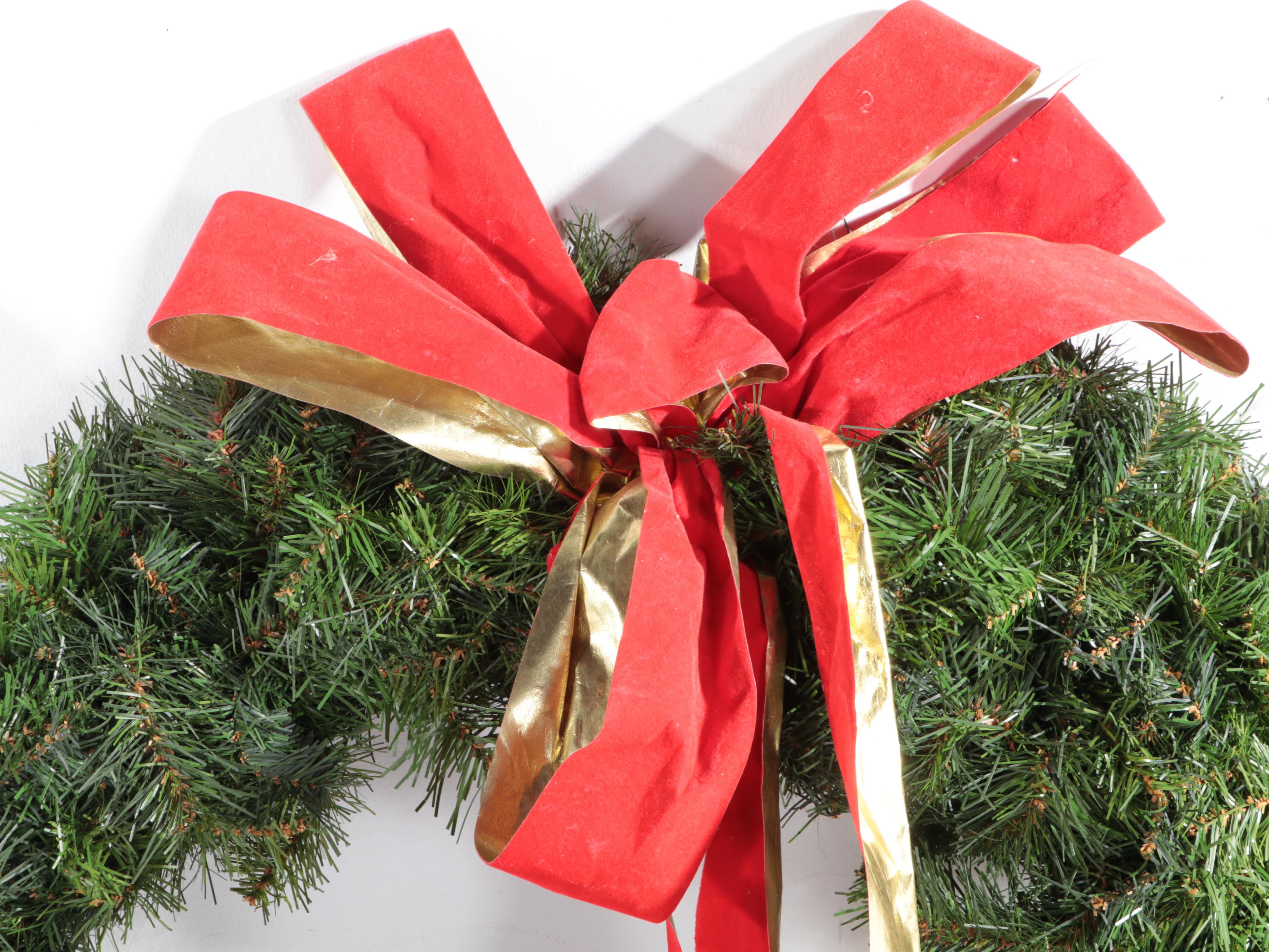 Artificial Wreaths with Red Bows