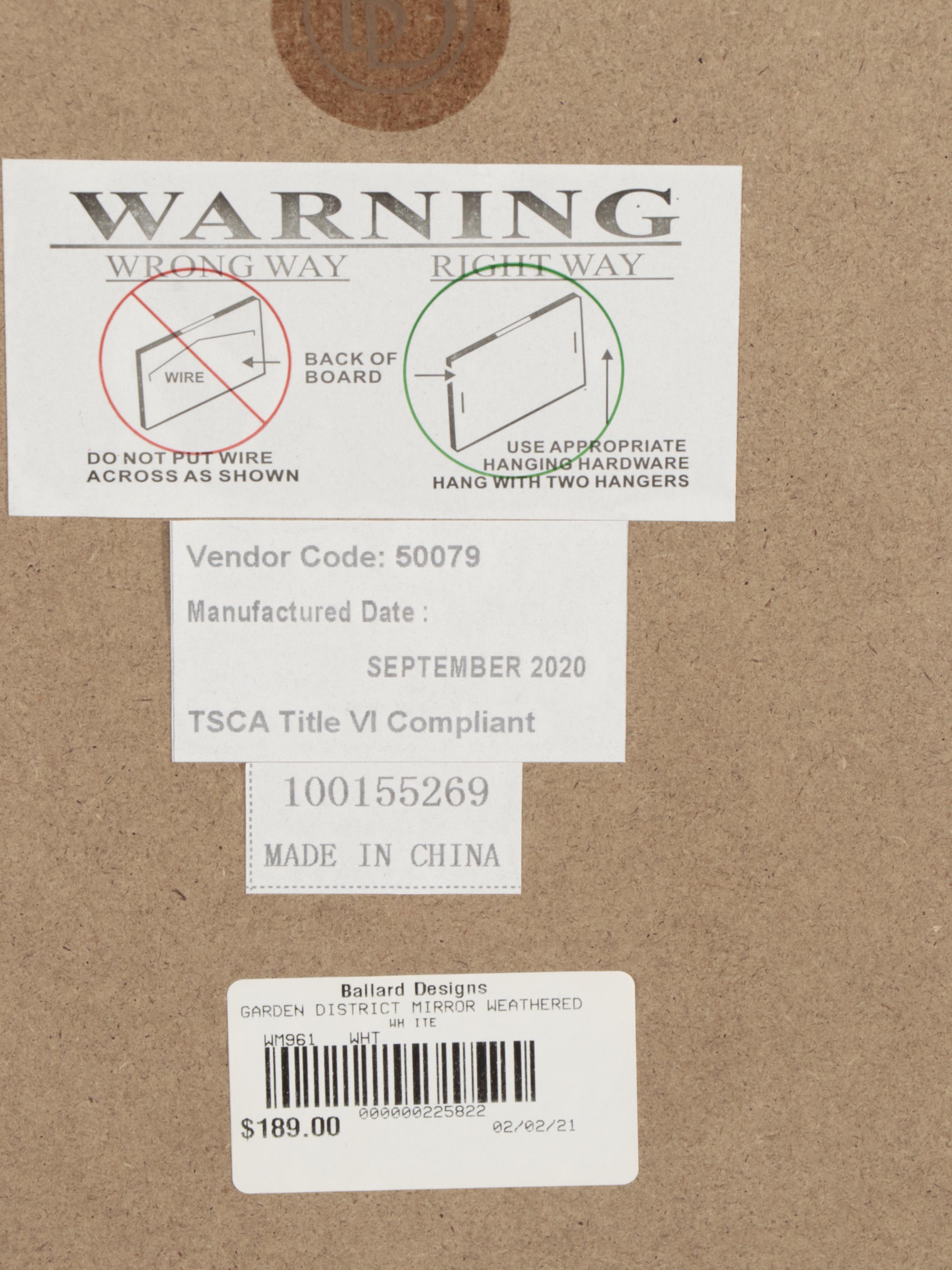 Pair of Ballard Designs "Garden District" Mirrors in Weathered Finish