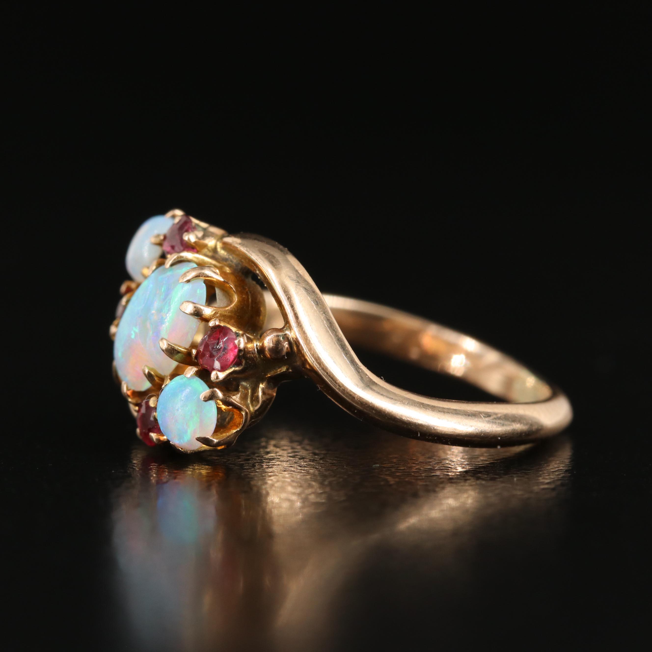 10K Opal and Garnet Glass Doublet Ring