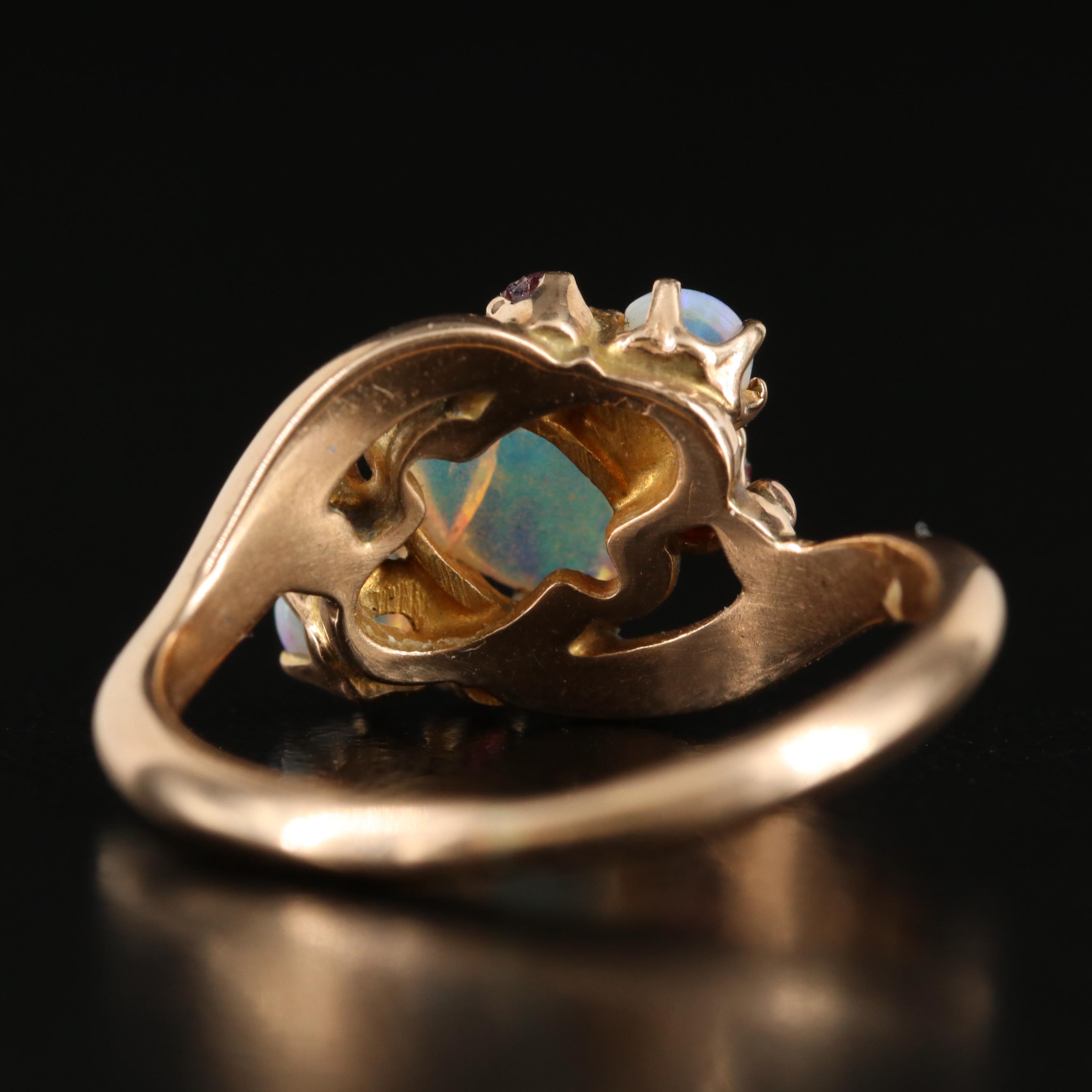 10K Opal and Garnet Glass Doublet Ring