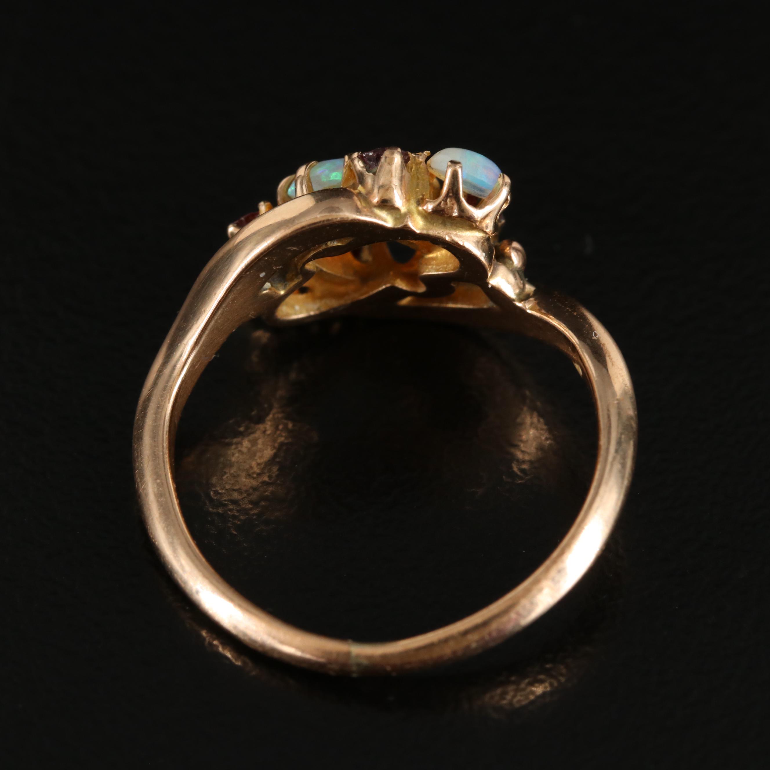 10K Opal and Garnet Glass Doublet Ring