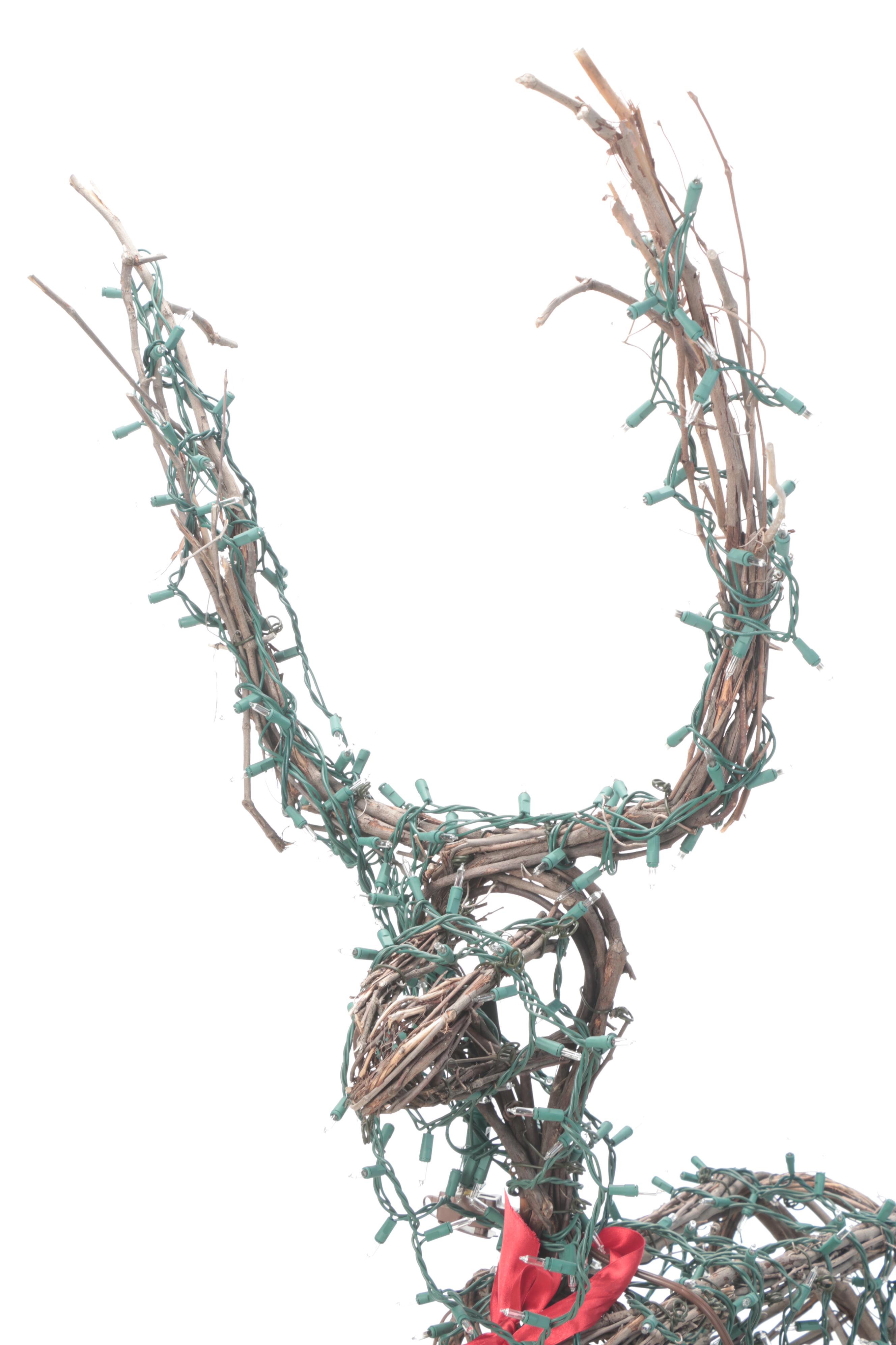 Pair of Hand-Crafted Outdoor Christmas Light-Up Reindeer