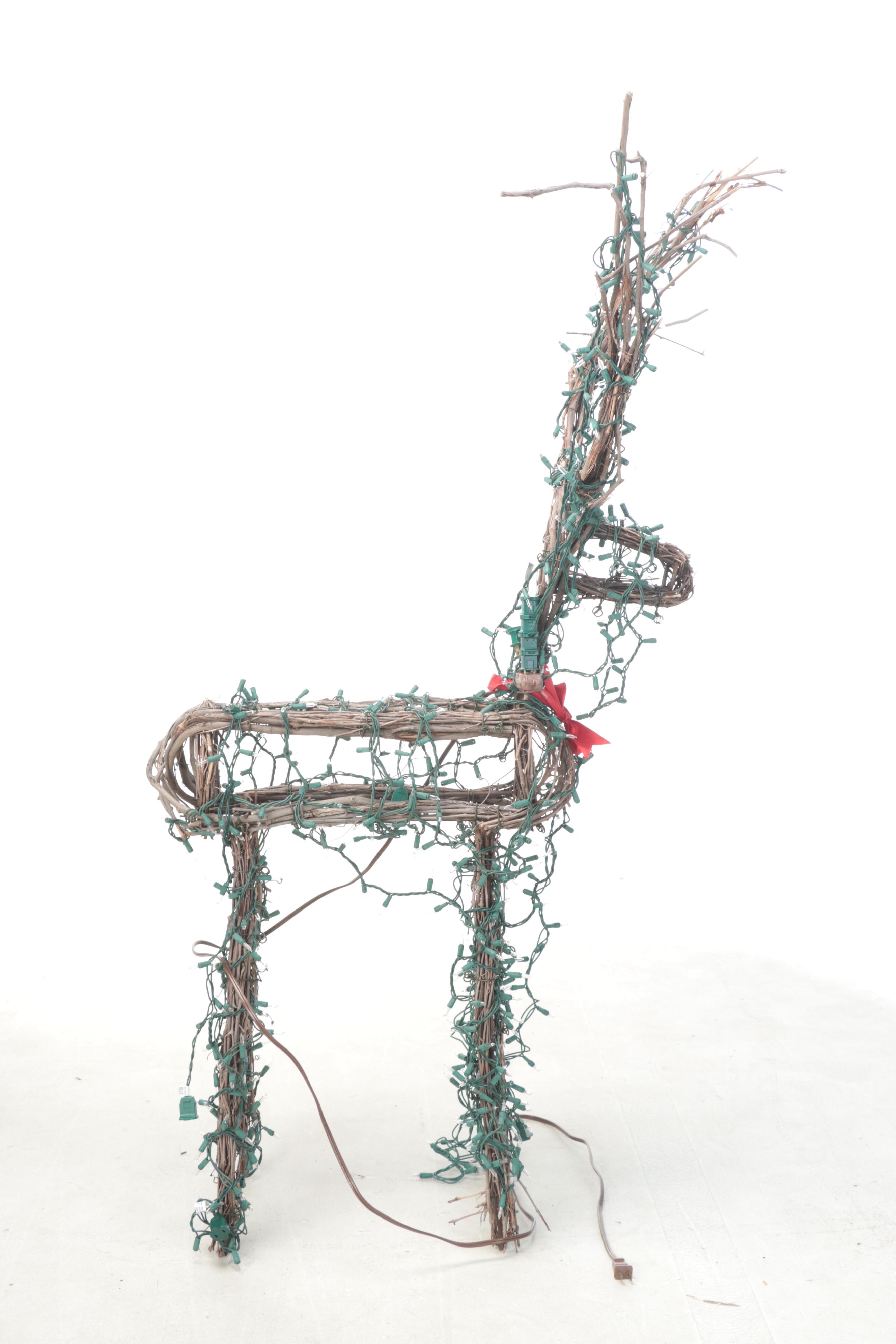 Pair of Hand-Crafted Outdoor Christmas Light-Up Reindeer