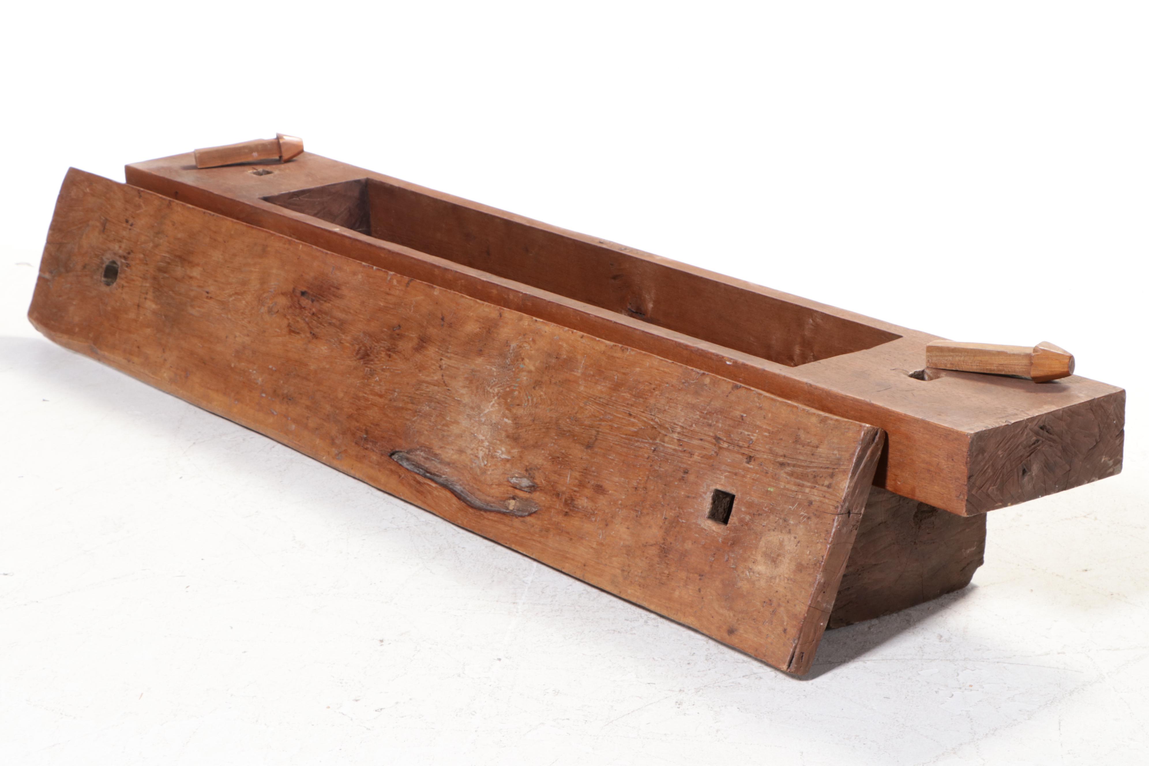 Primitive Style Pegged and Hewn Timber Lift-Top Storage Bench