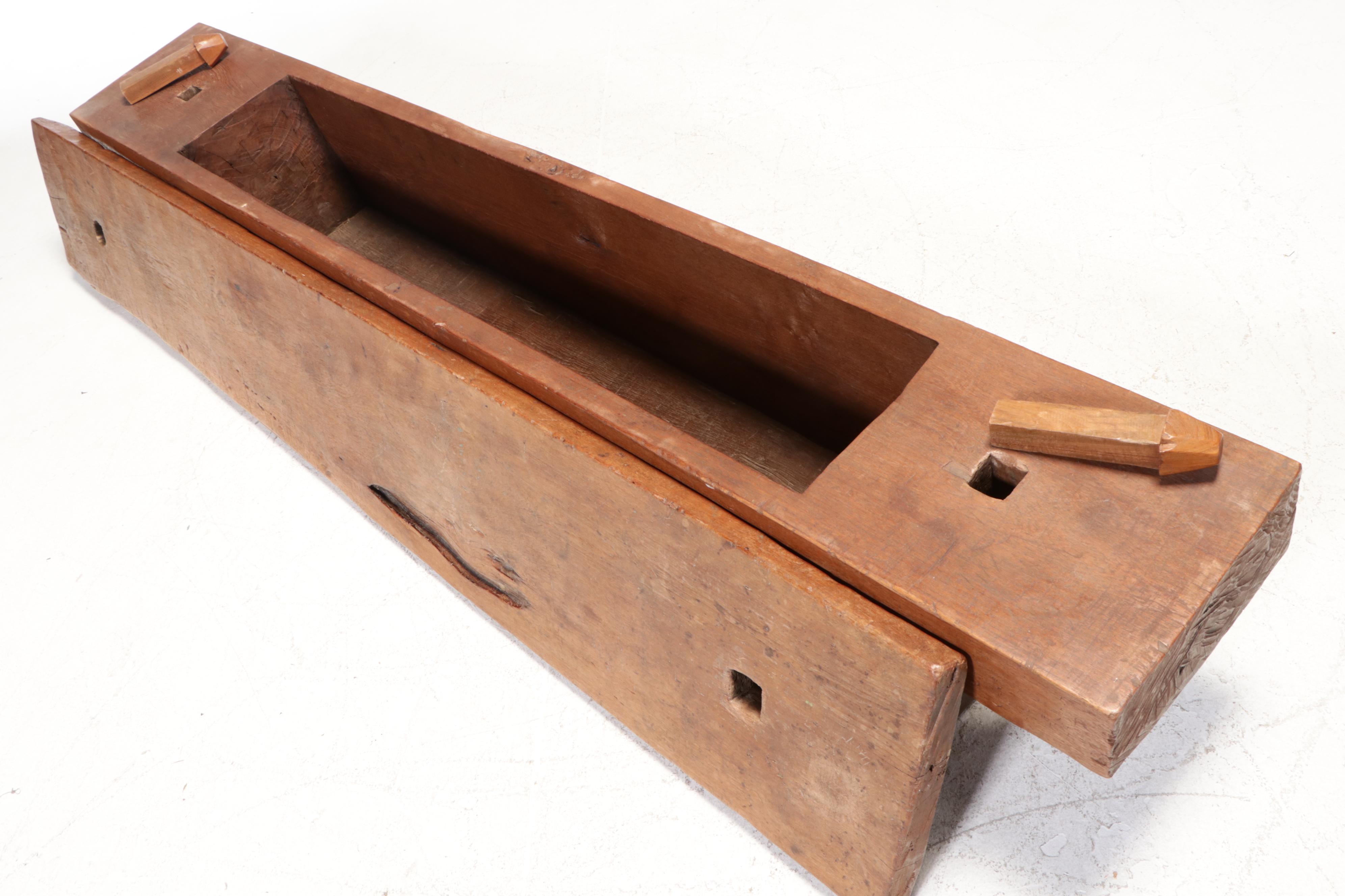 Primitive Style Pegged and Hewn Timber Lift-Top Storage Bench