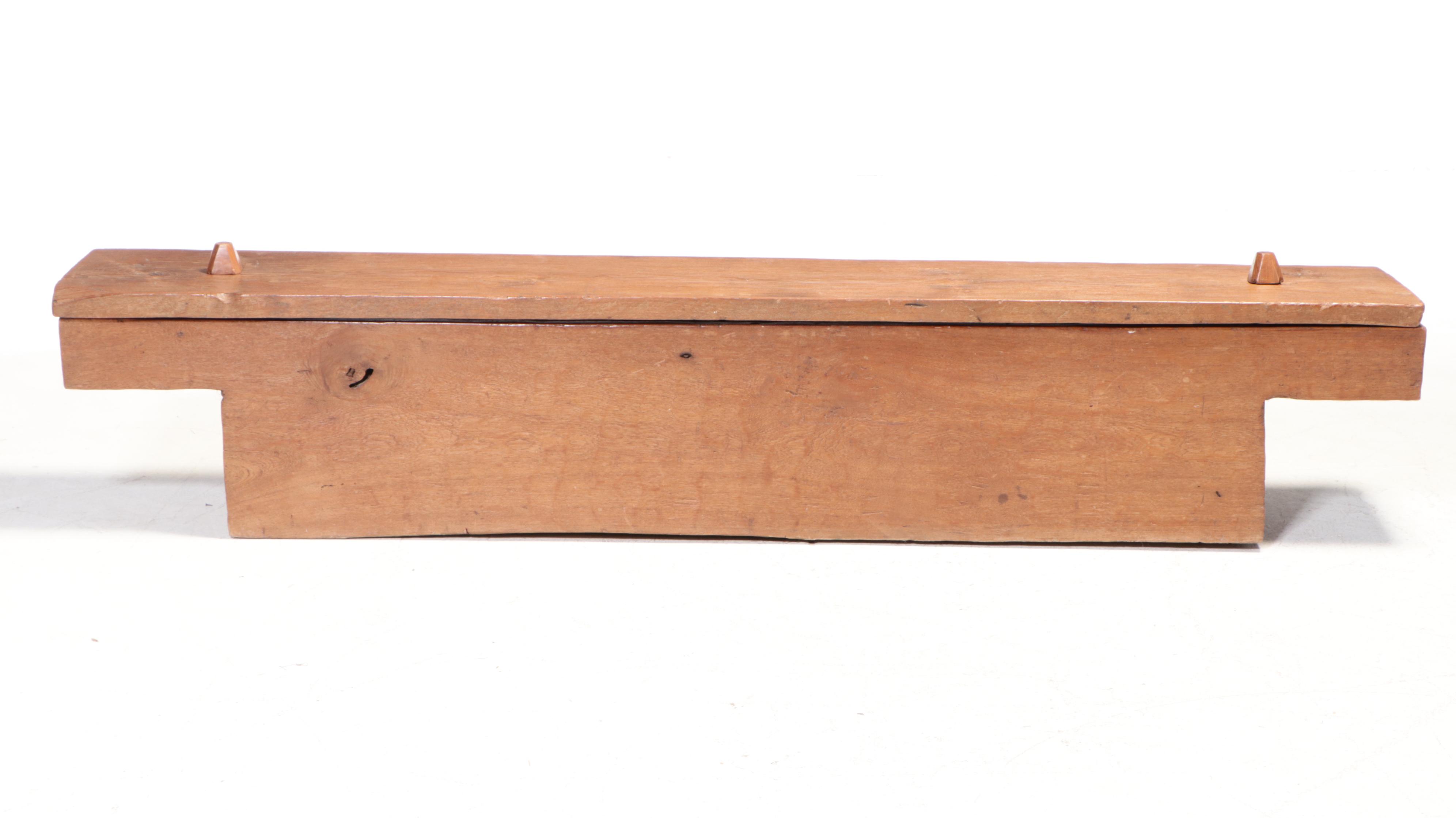 Primitive Style Pegged and Hewn Timber Lift-Top Storage Bench