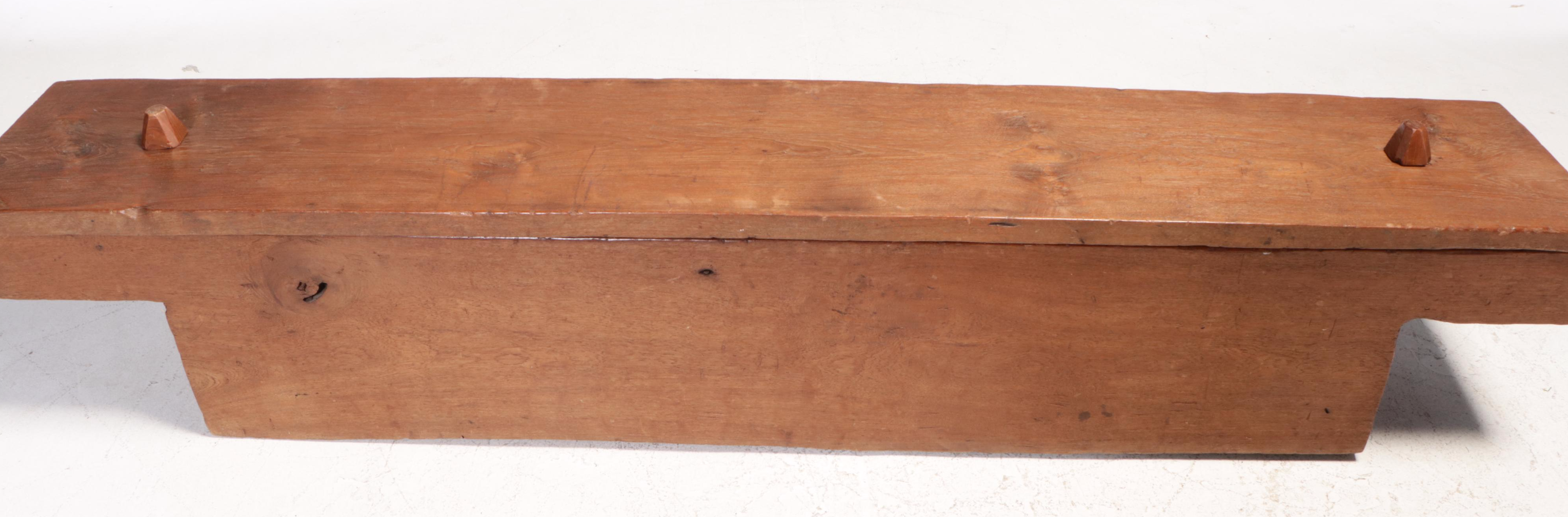 Primitive Style Pegged and Hewn Timber Lift-Top Storage Bench