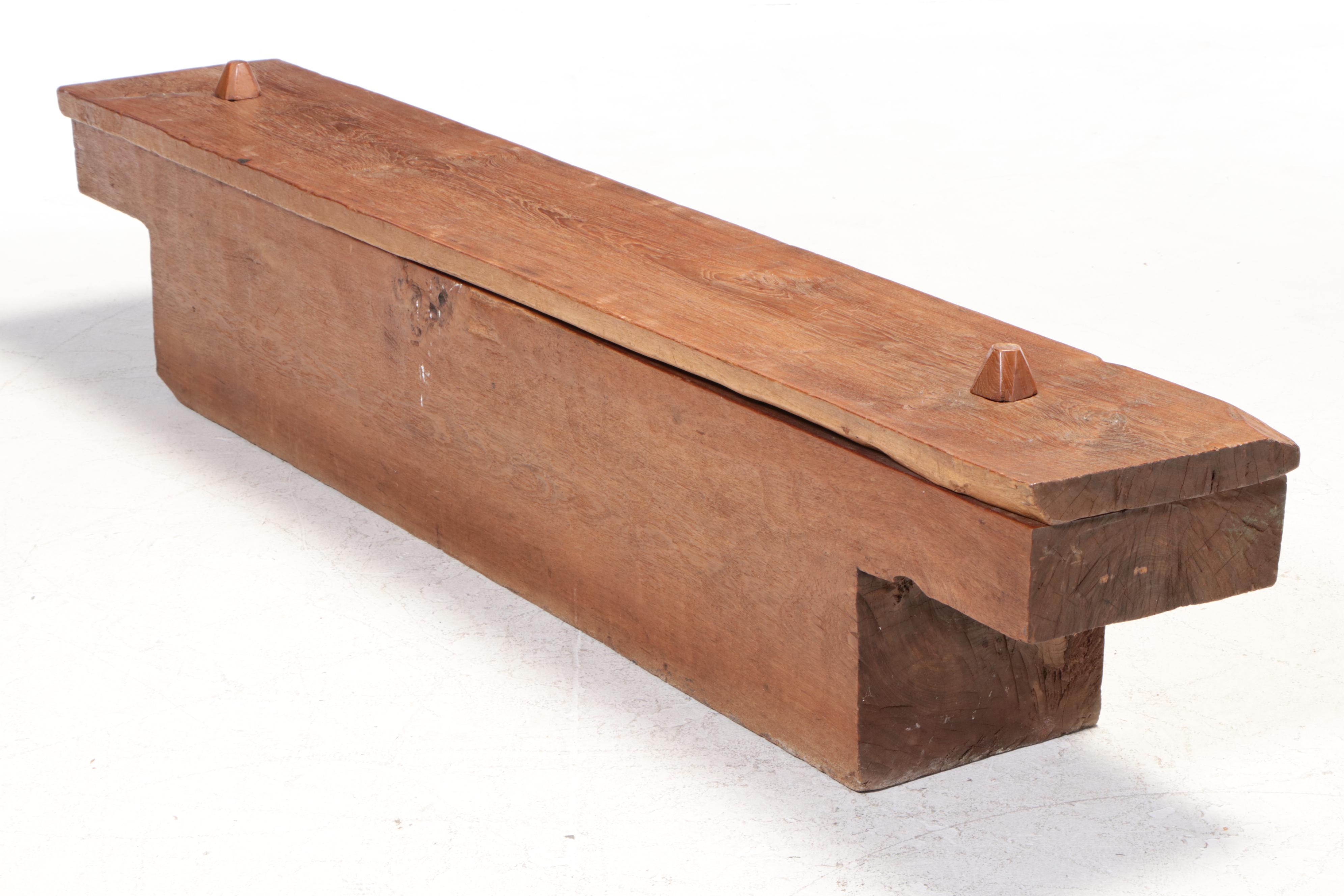 Primitive Style Pegged and Hewn Timber Lift-Top Storage Bench