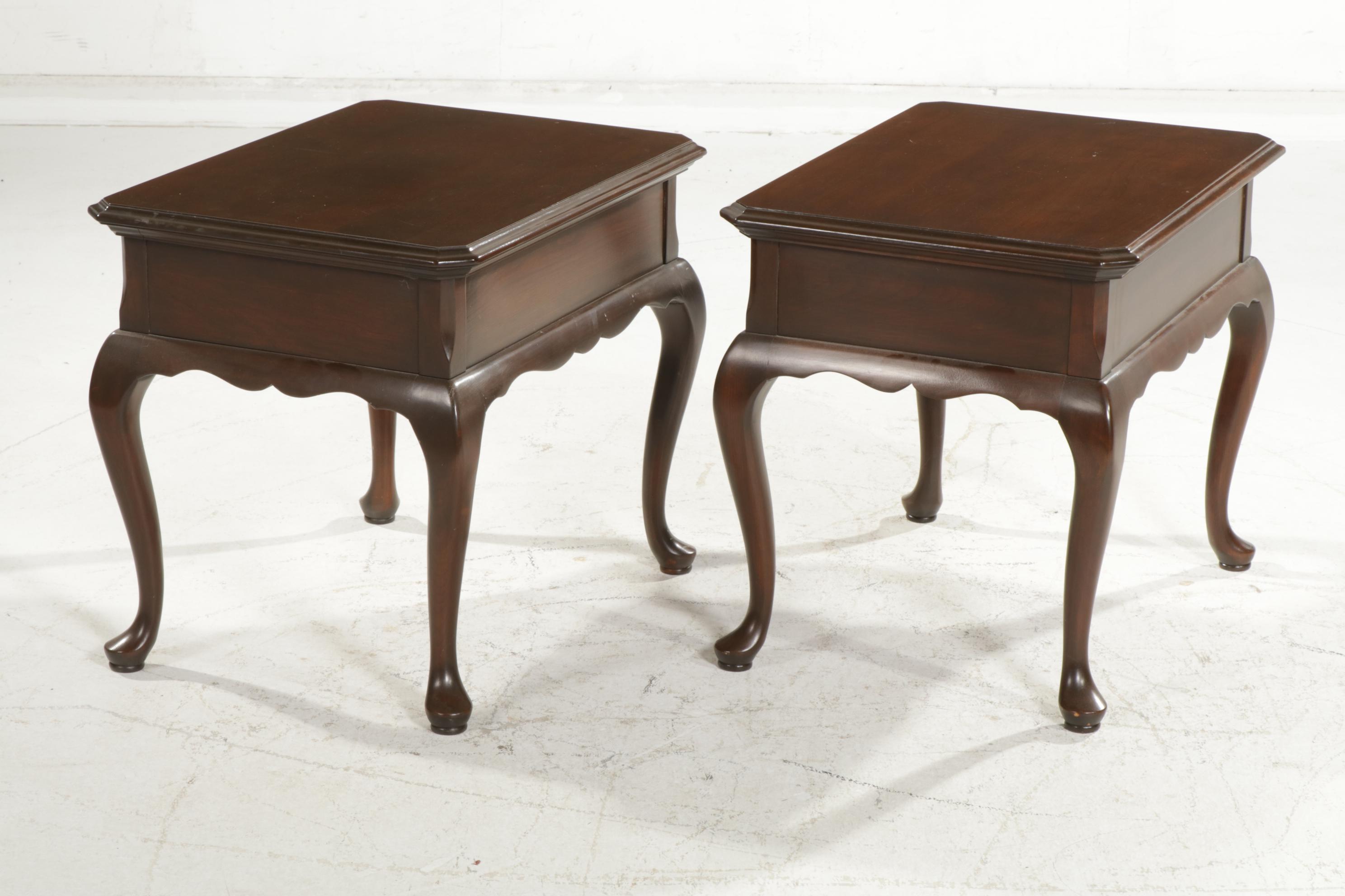 Pair of Harden Queen Anne Style Cherry SingleDrawer End Tables EBTH