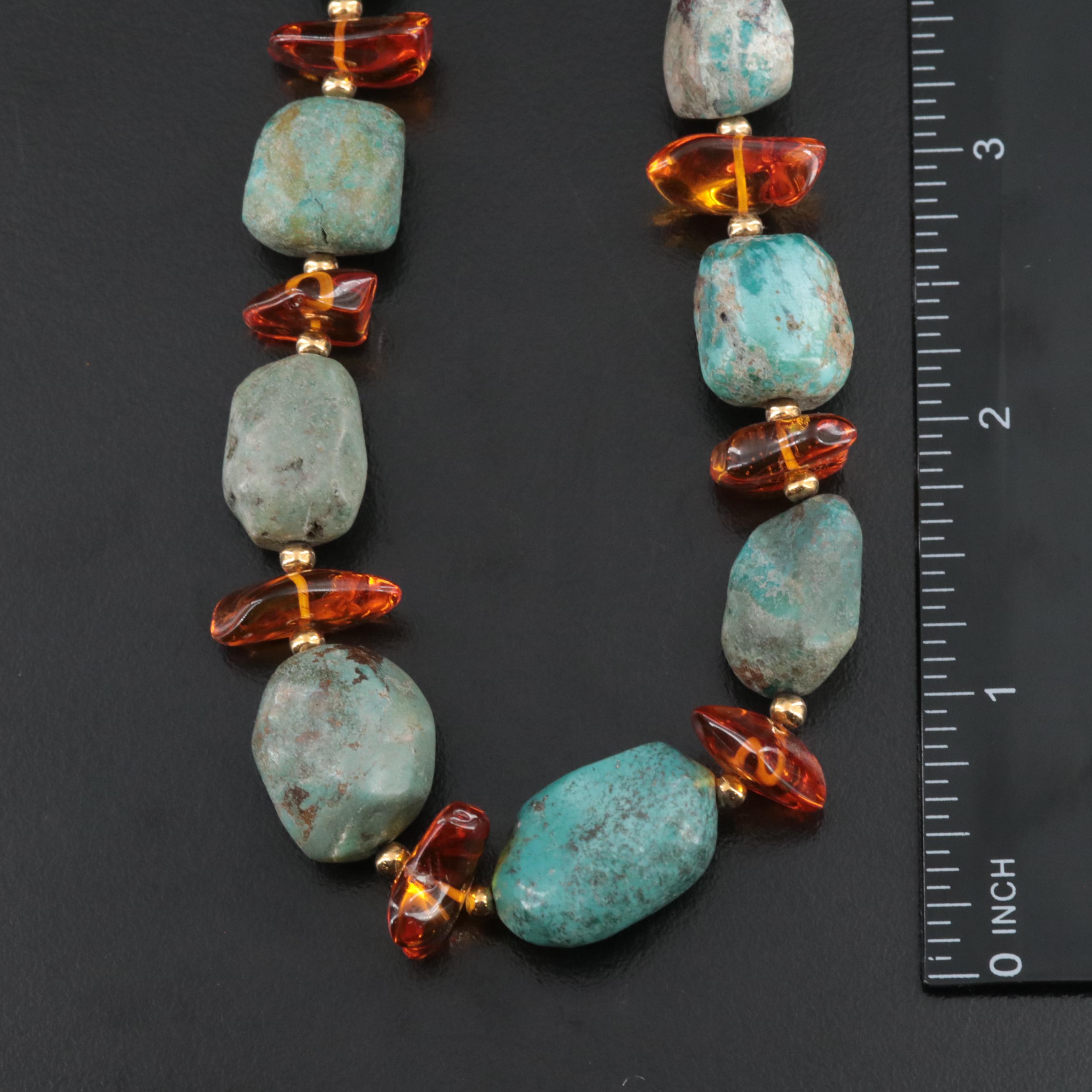Turquoise, Amber, Lapis Lazuli and Sterling Featured in Necklaces