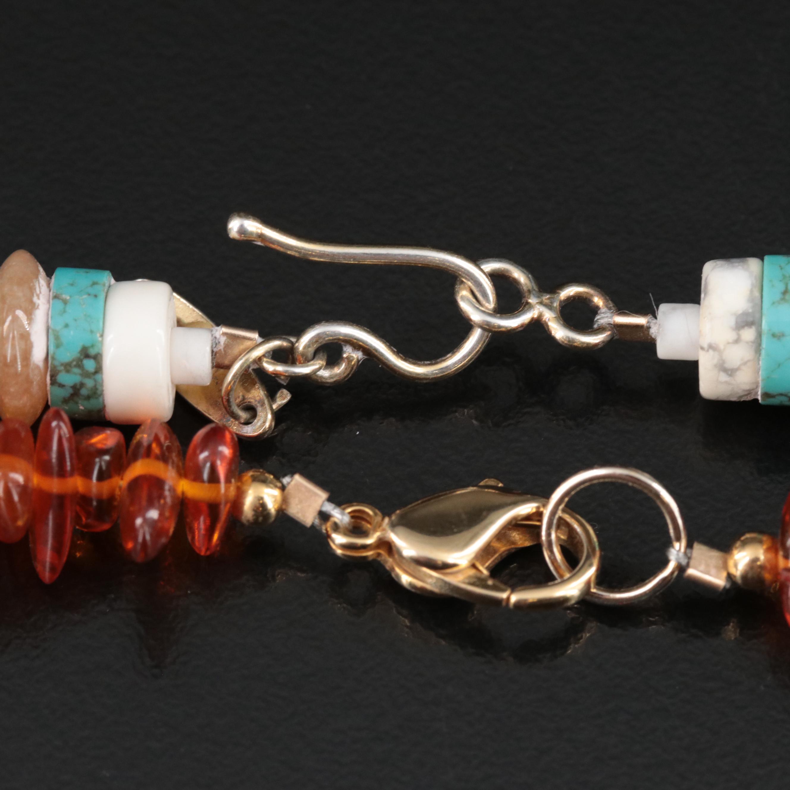 Turquoise, Amber, Lapis Lazuli and Sterling Featured in Necklaces