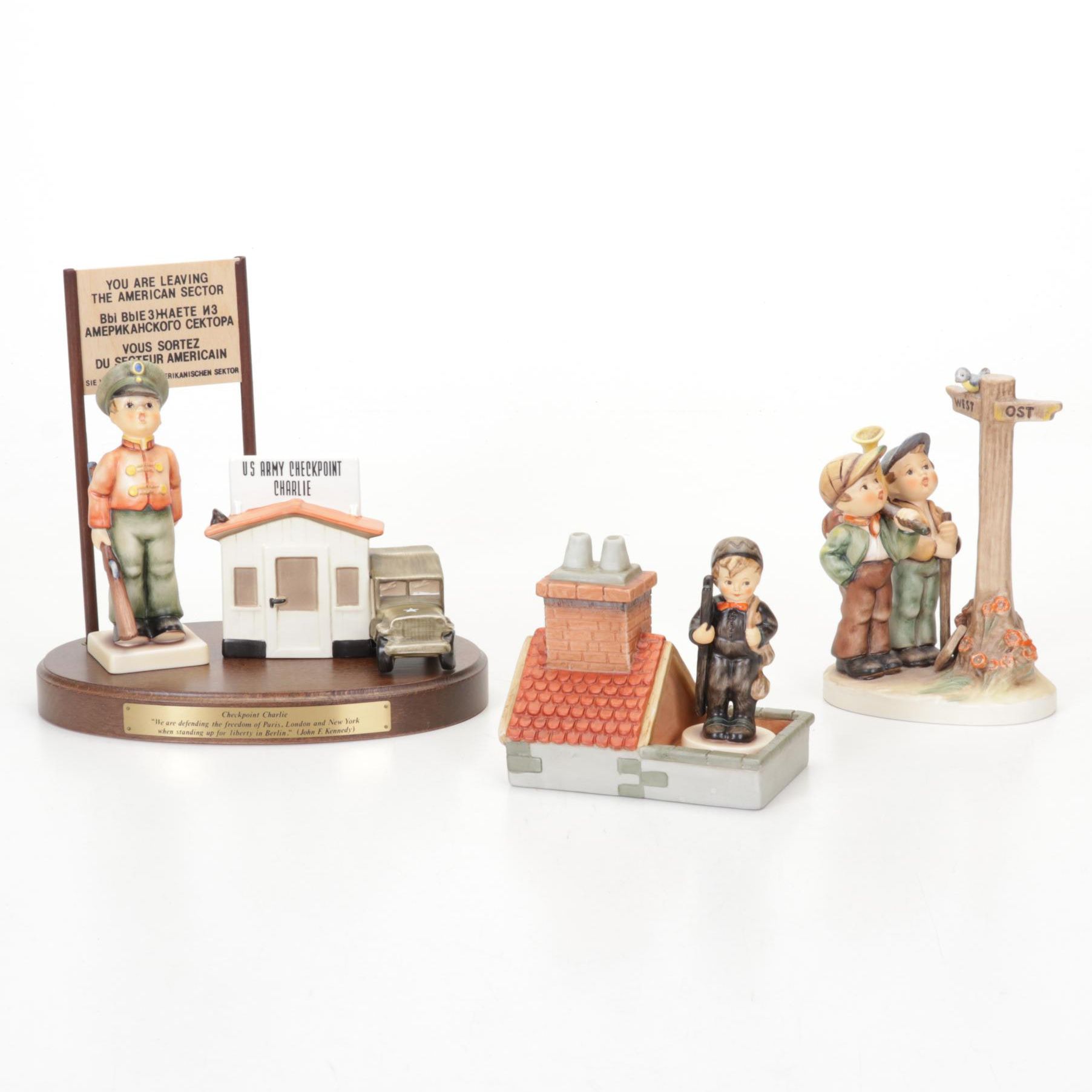 Goebel "Crossroads," "Chimney Sweep," "Checkpoint Charlie" Hummel Figurines