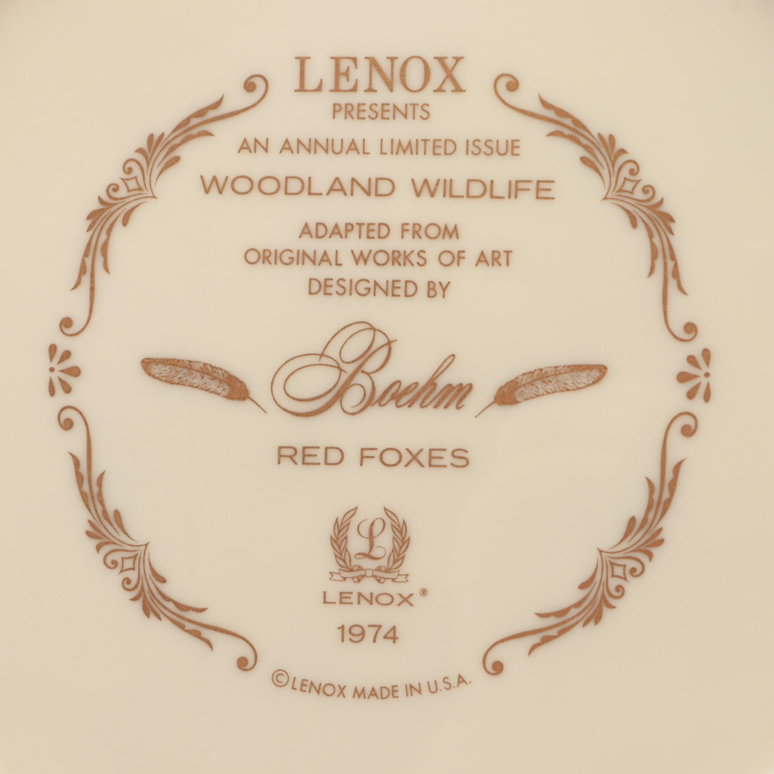 Lenox Limited Edition "Woodland Wildlife" Bone China Collector Plates, 1973–1982